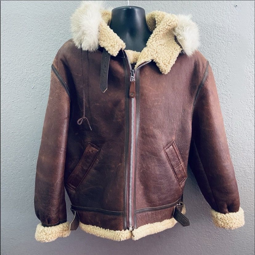 ＡＶＩＲＥＸ　Ｂ－３　３８ Avirex B-3 Men's Leather Mouton Flight Jacket Back Print