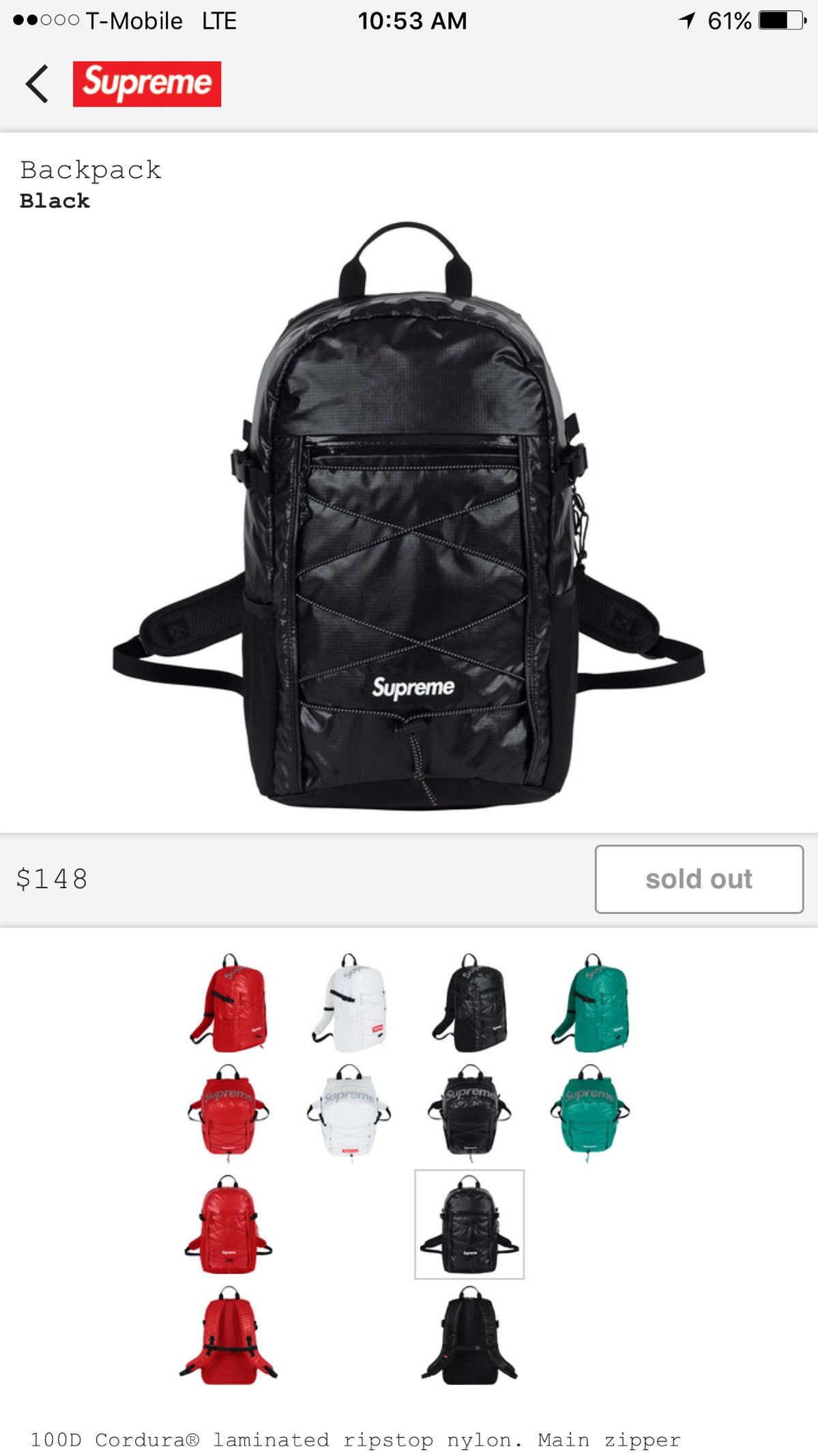 Supreme Supreme FW17 Cordura Backpack | Grailed