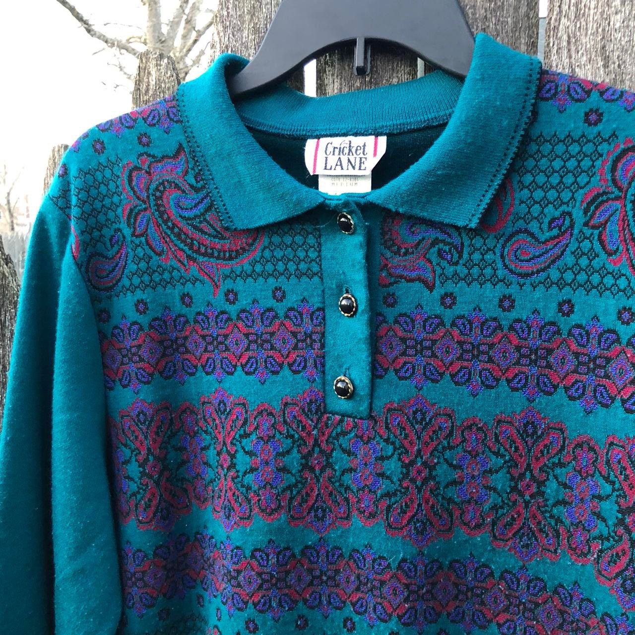 Vintage 70s Vintage Button up Sweater Made In USA preppy pattern Size M / US 6-8 / IT 42-44 - 1 Thumbnail
