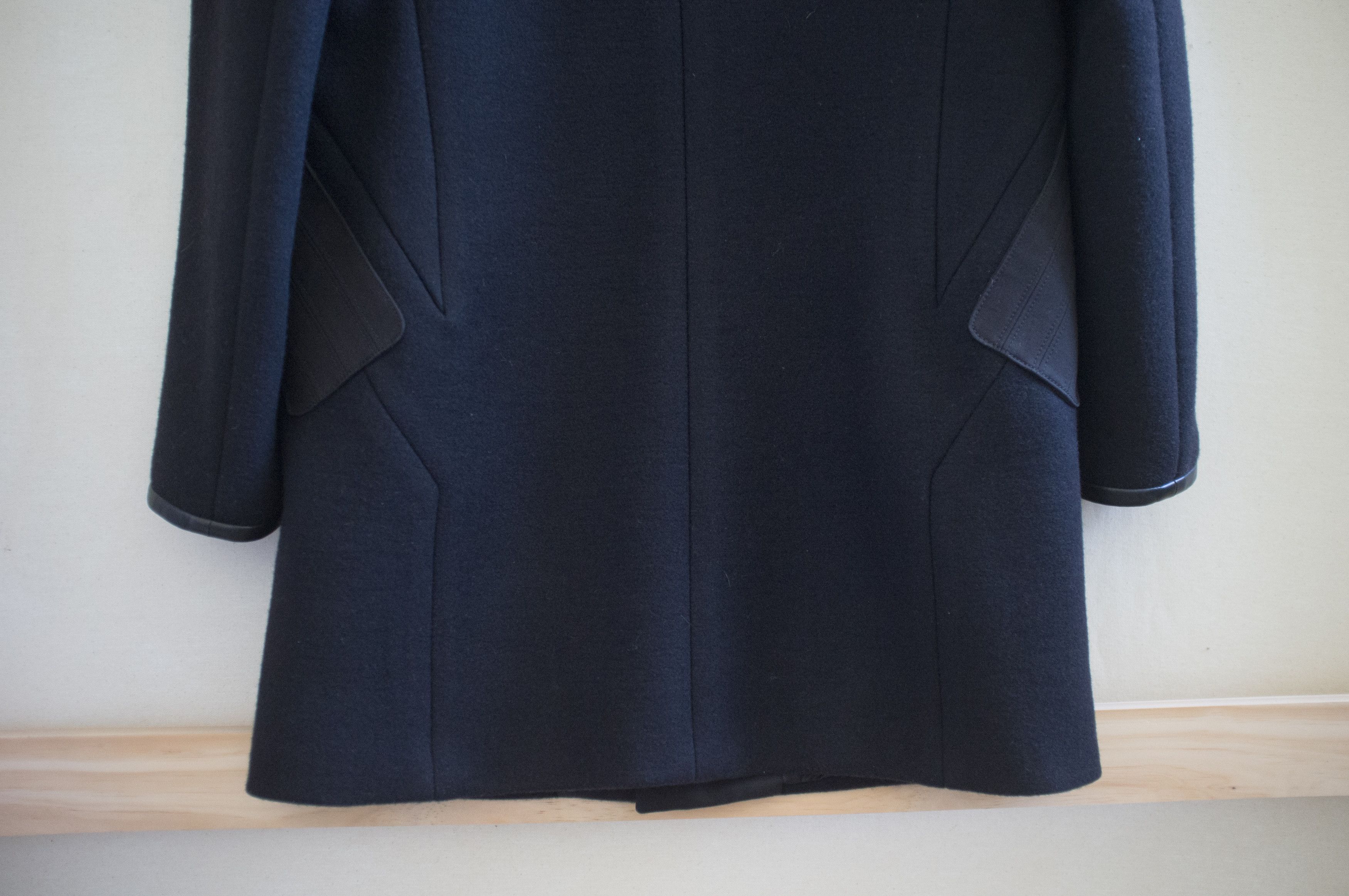 Tim Coppens black paneled wool coat with leather trim Size US L / EU 52-54 / 3 - 15 Thumbnail