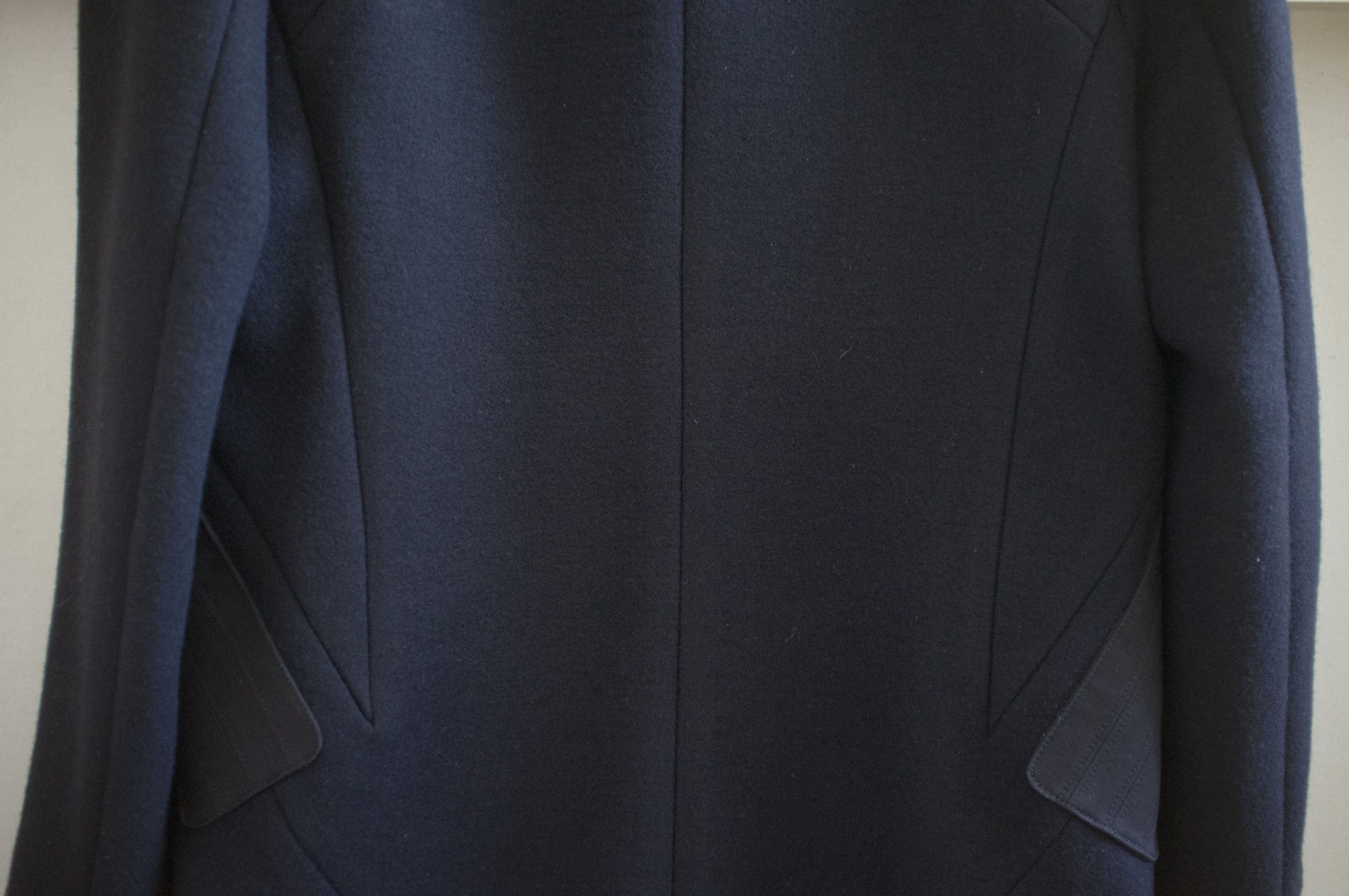 Tim Coppens black paneled wool coat with leather trim Size US L / EU 52-54 / 3 - 14 Thumbnail