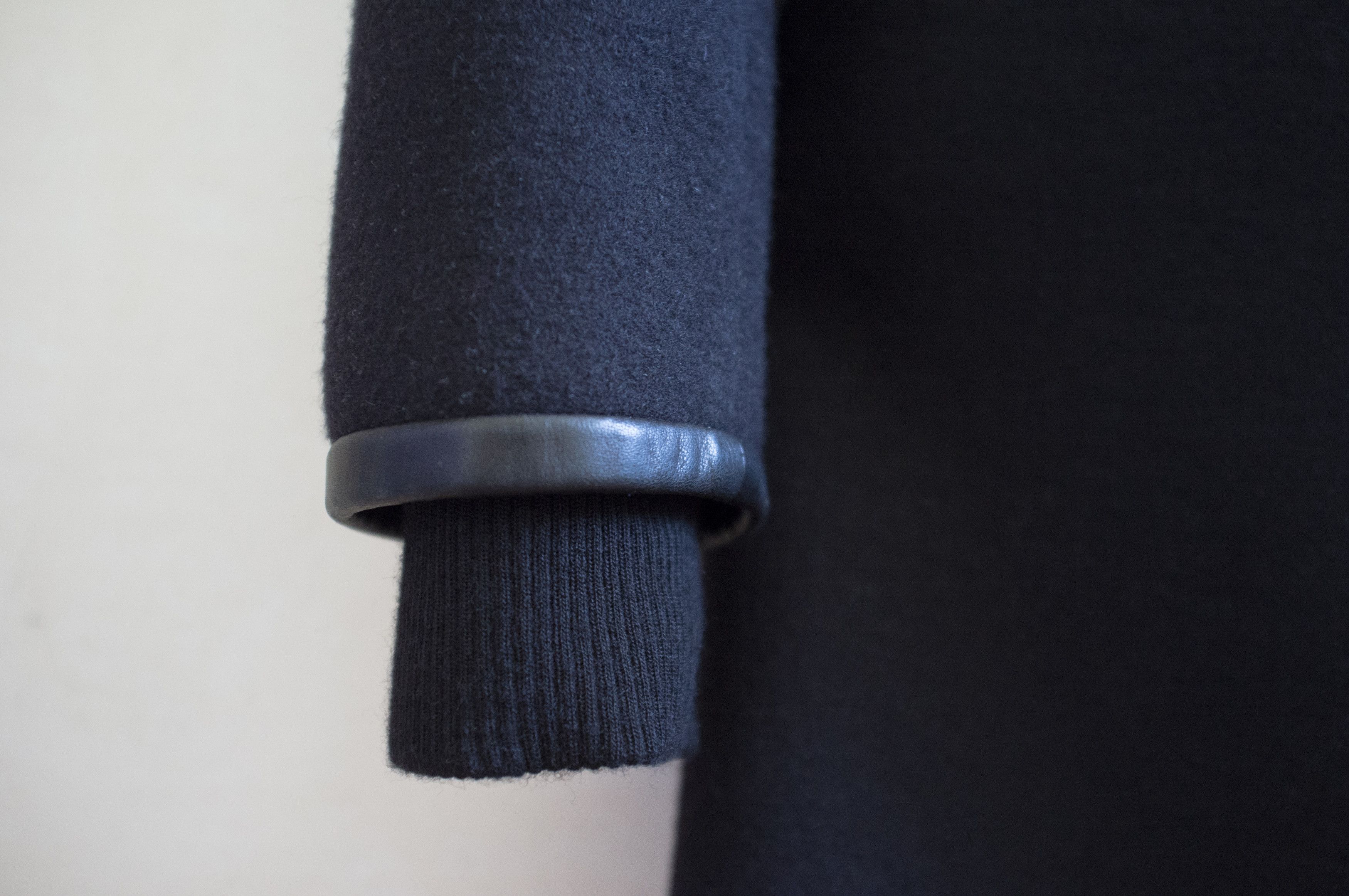 Tim Coppens black paneled wool coat with leather trim Size US L / EU 52-54 / 3 - 6 Thumbnail