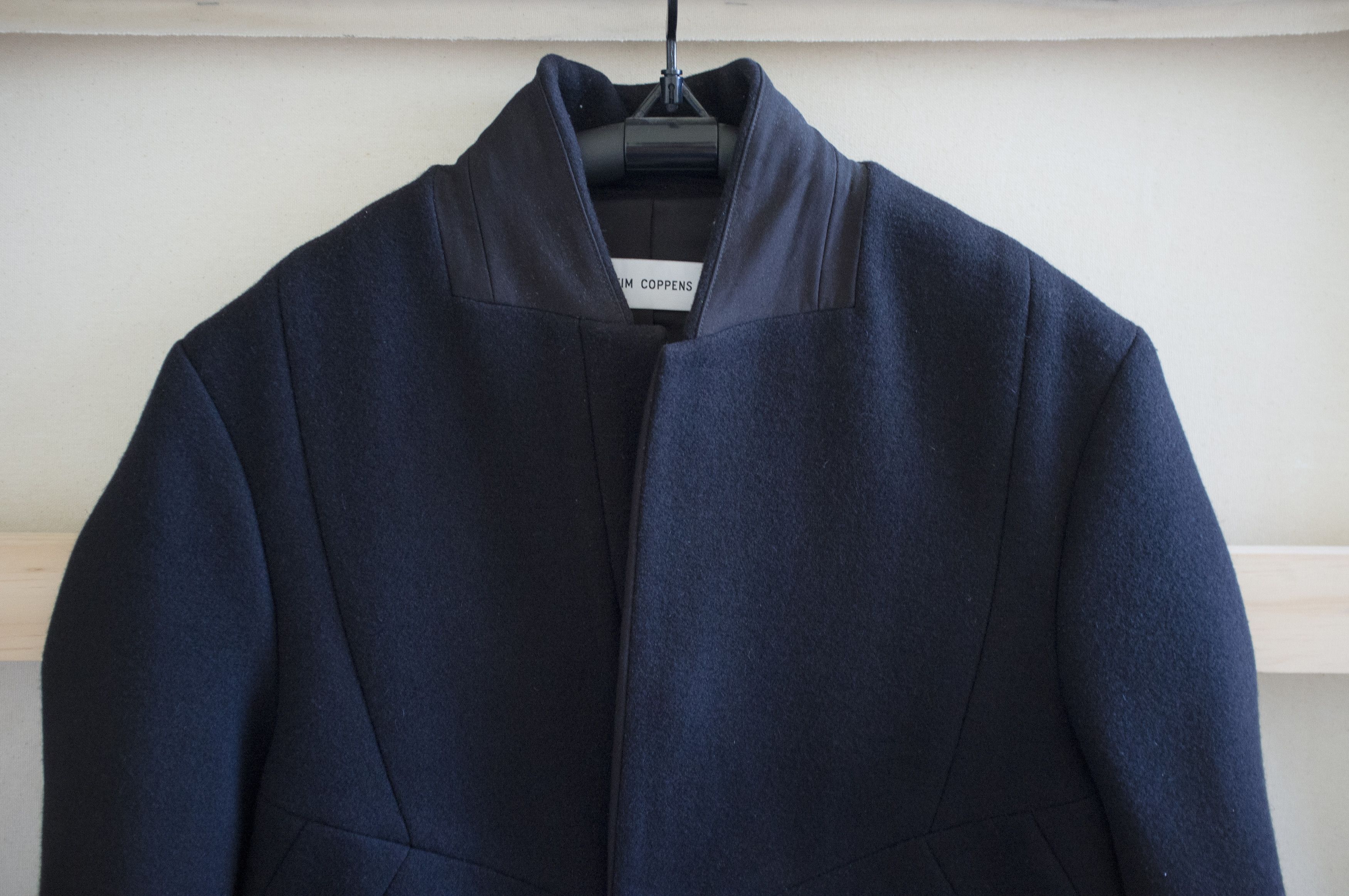 Tim Coppens black paneled wool coat with leather trim Size US L / EU 52-54 / 3 - 3 Thumbnail