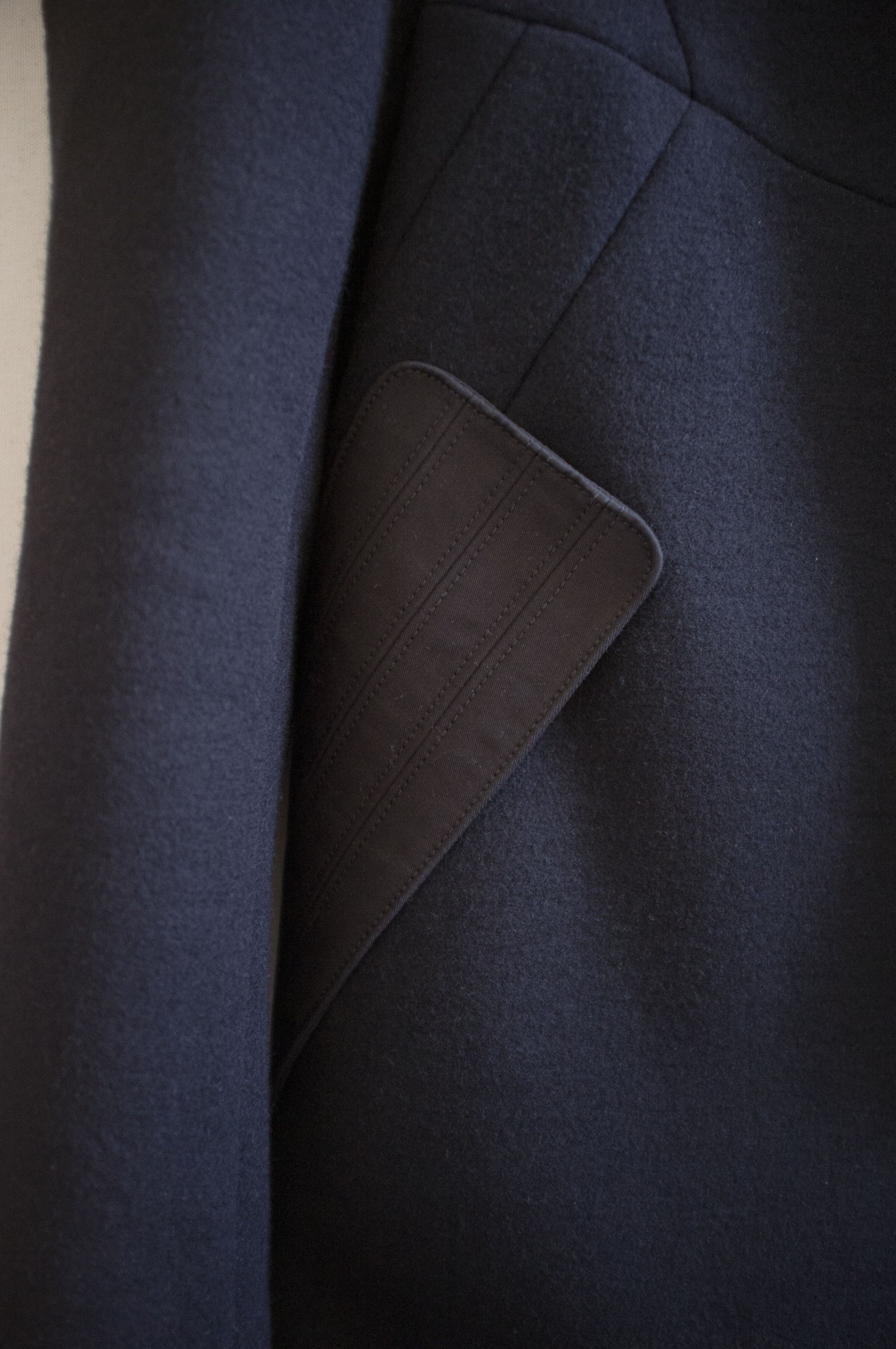 Tim Coppens black paneled wool coat with leather trim Size US L / EU 52-54 / 3 - 8 Thumbnail
