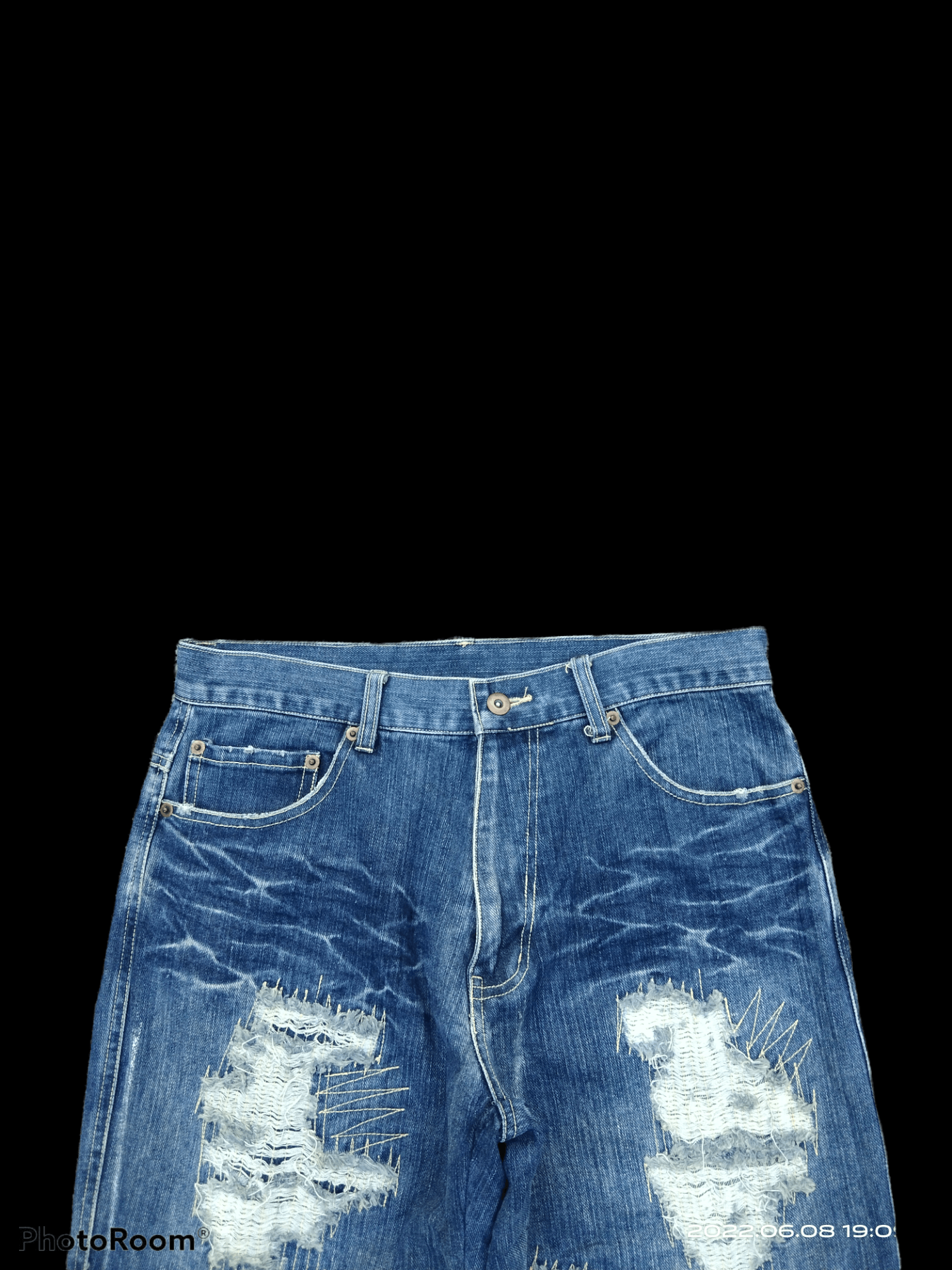 Japanese Brand DiSTRESSED BORO PACTH MASSIVE SQUAD DENIM PANTS Size US 31 - 4 Thumbnail