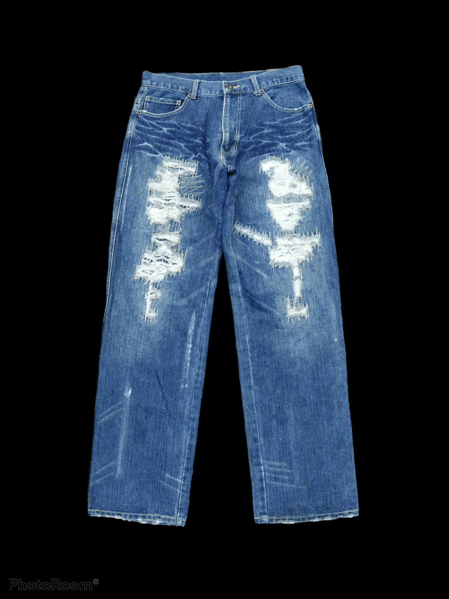 Japanese Brand DiSTRESSED BORO PACTH MASSIVE SQUAD DENIM PANTS Size US 31 - 2 Thumbnail