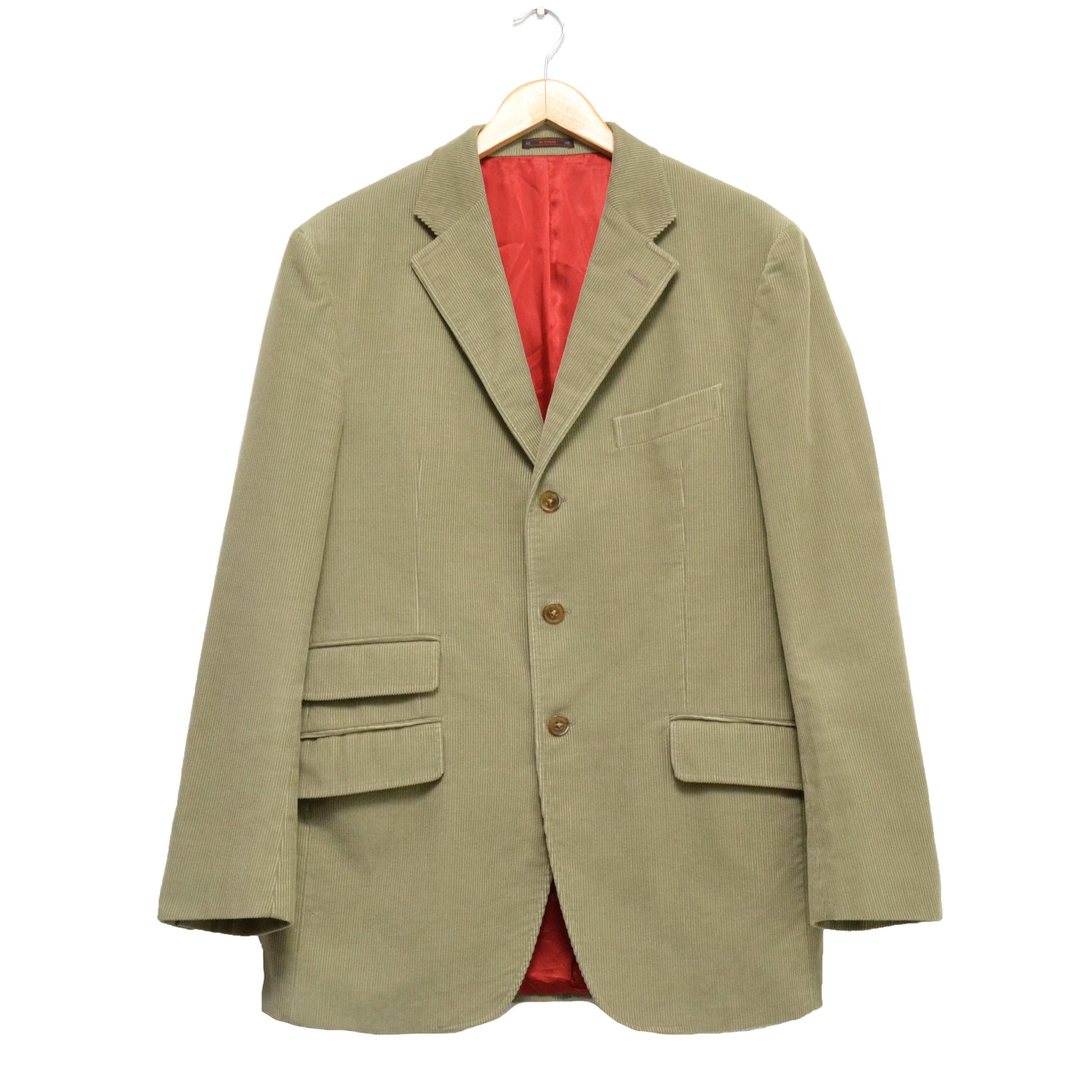 ETRO Milano Men's Corduroy Beige Sport Coat Jacket Blazer