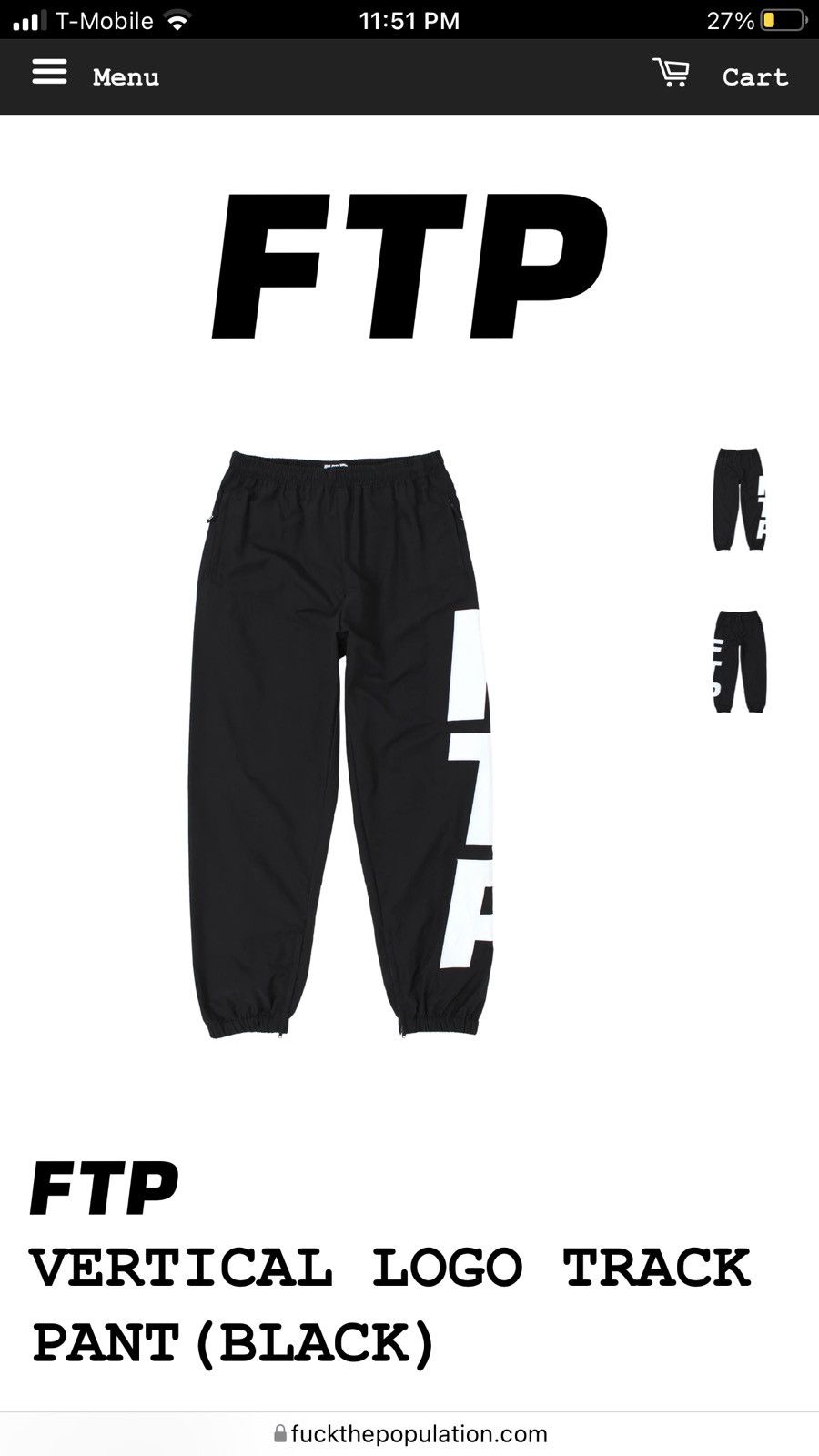 Fuck The Population FTP Vertical logo track pant | Grailed