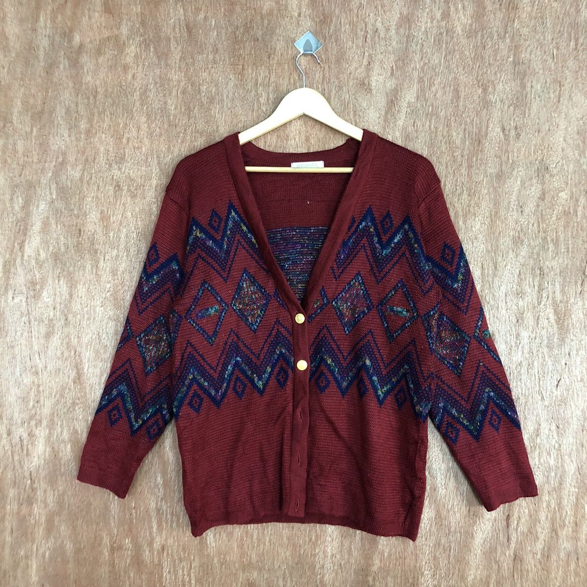 Japanese Brand Ventviolet Red cardigan art japan mohair Knitwear #H226 Size US M / EU 48-50 / 2 - 3 Thumbnail
