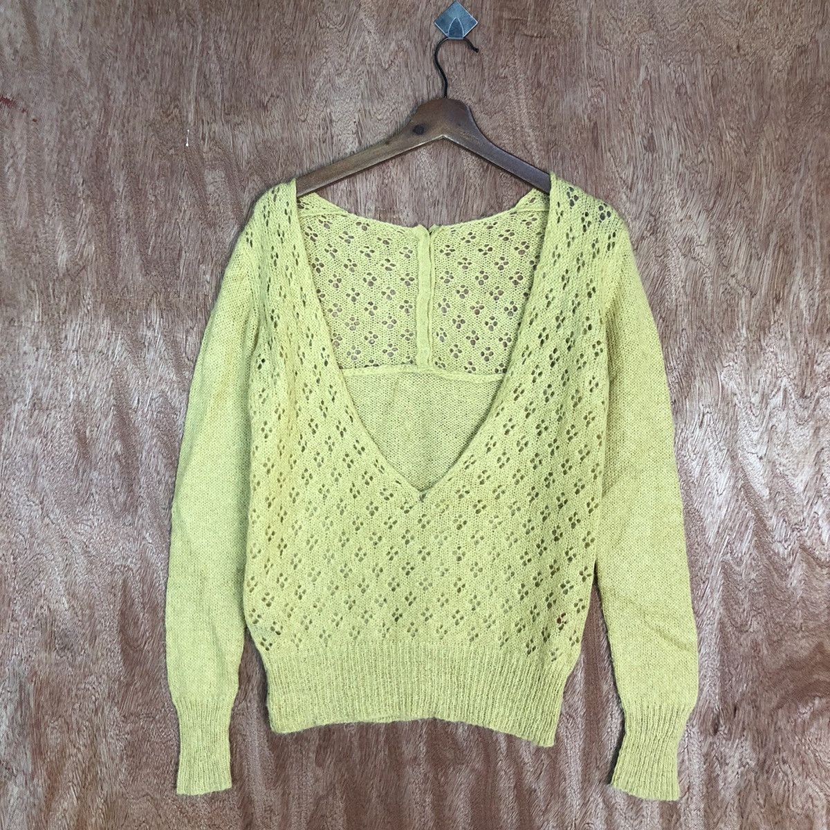Homespun Knitwear Wo Hop Yellow Shag Shaggy mohair cardigan Knitwear #216 Size US M / EU 48-50 / 2 - 3 Thumbnail