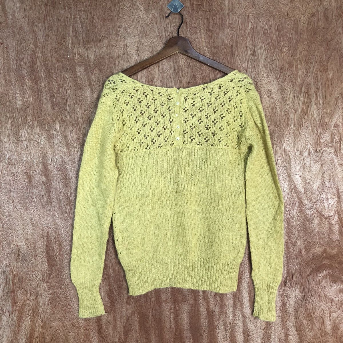 Homespun Knitwear Wo Hop Yellow Shag Shaggy mohair cardigan Knitwear #216 Size US M / EU 48-50 / 2 - 10 Thumbnail