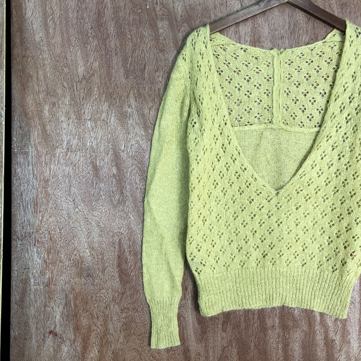 Homespun Knitwear Wo Hop Yellow Shag Shaggy mohair cardigan Knitwear #216 Size US M / EU 48-50 / 2 - 7 Thumbnail