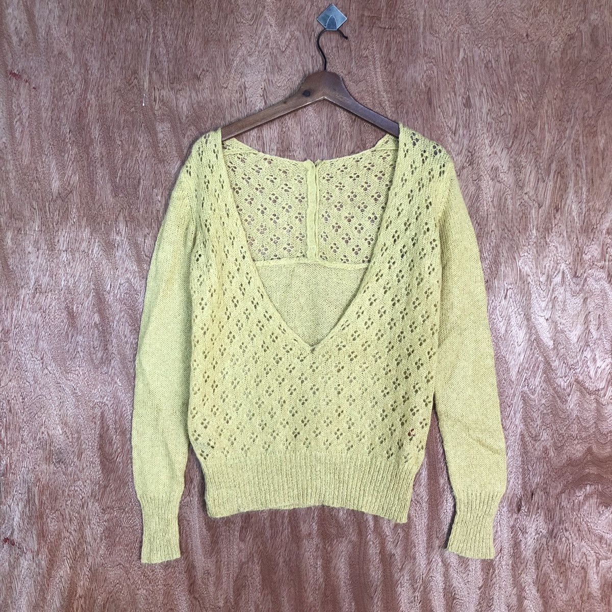 Homespun Knitwear Wo Hop Yellow Shag Shaggy mohair cardigan Knitwear #216 Size US M / EU 48-50 / 2 - 1 Thumbnail