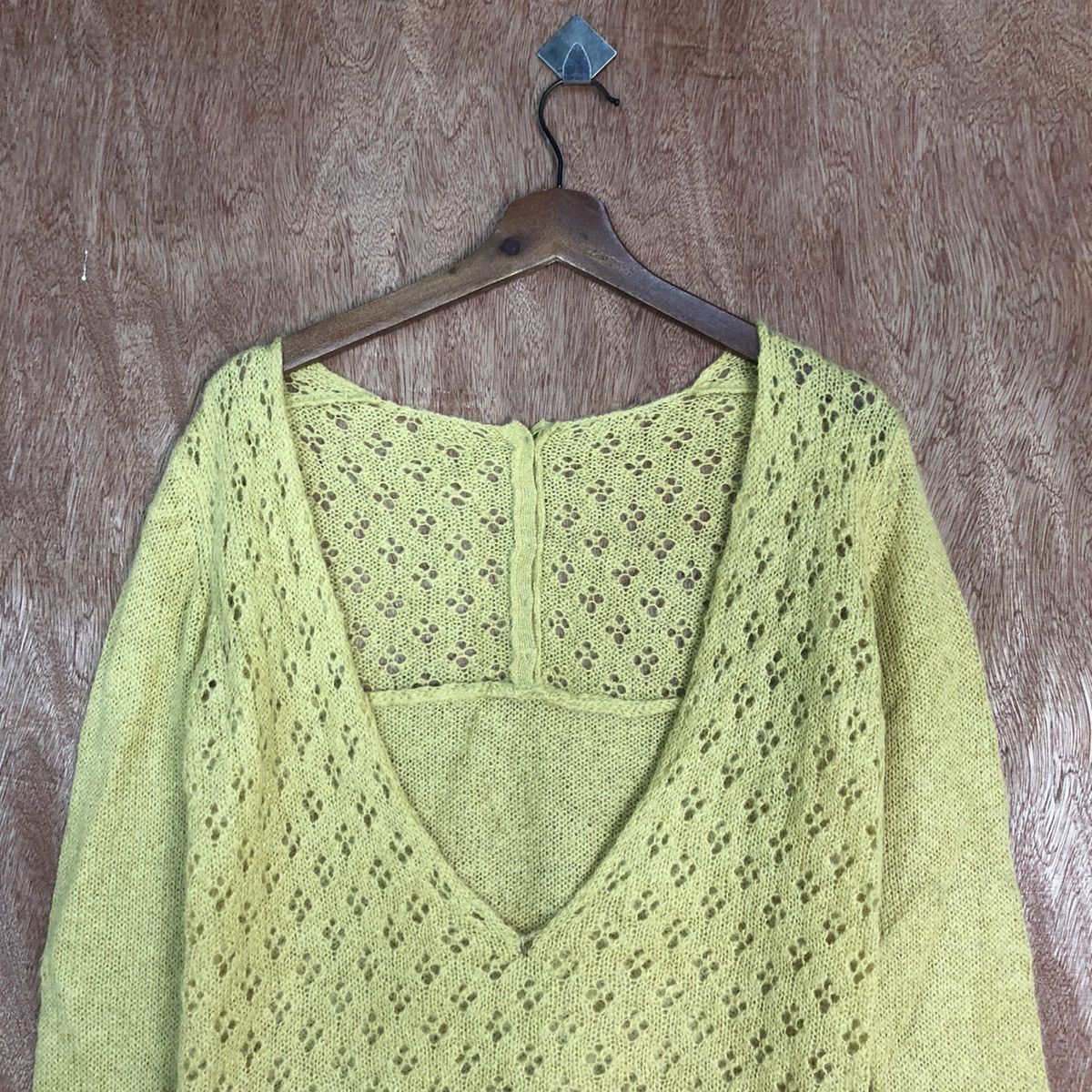 Homespun Knitwear Wo Hop Yellow Shag Shaggy mohair cardigan Knitwear #216 Size US M / EU 48-50 / 2 - 2 Thumbnail