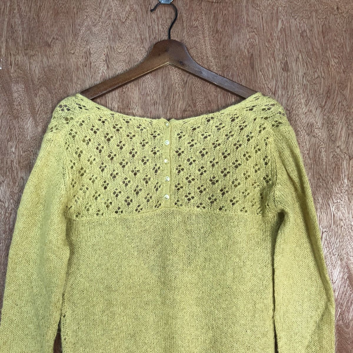 Homespun Knitwear Wo Hop Yellow Shag Shaggy mohair cardigan Knitwear #216 Size US M / EU 48-50 / 2 - 11 Thumbnail