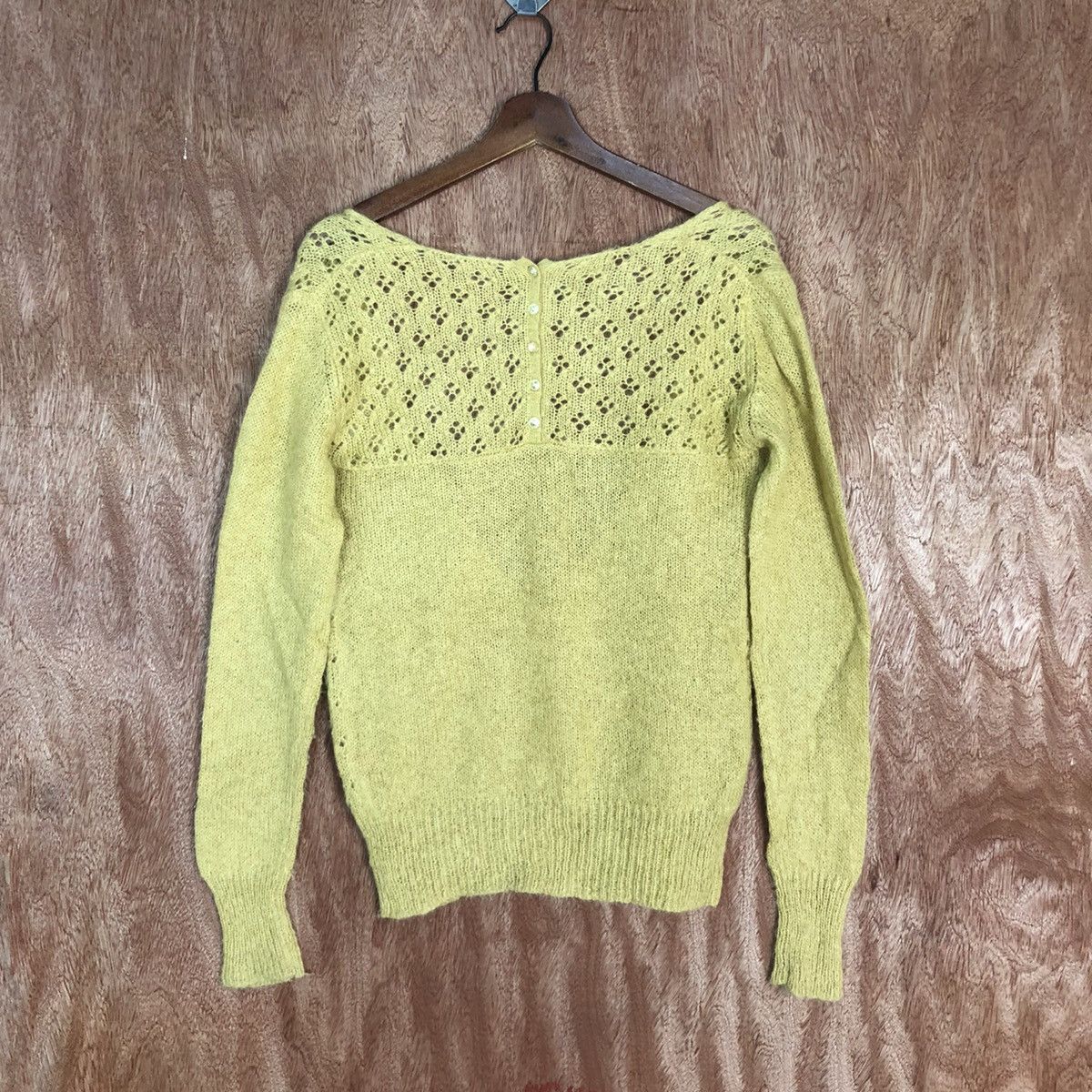 Homespun Knitwear Wo Hop Yellow Shag Shaggy mohair cardigan Knitwear #216 Size US M / EU 48-50 / 2 - 12 Thumbnail