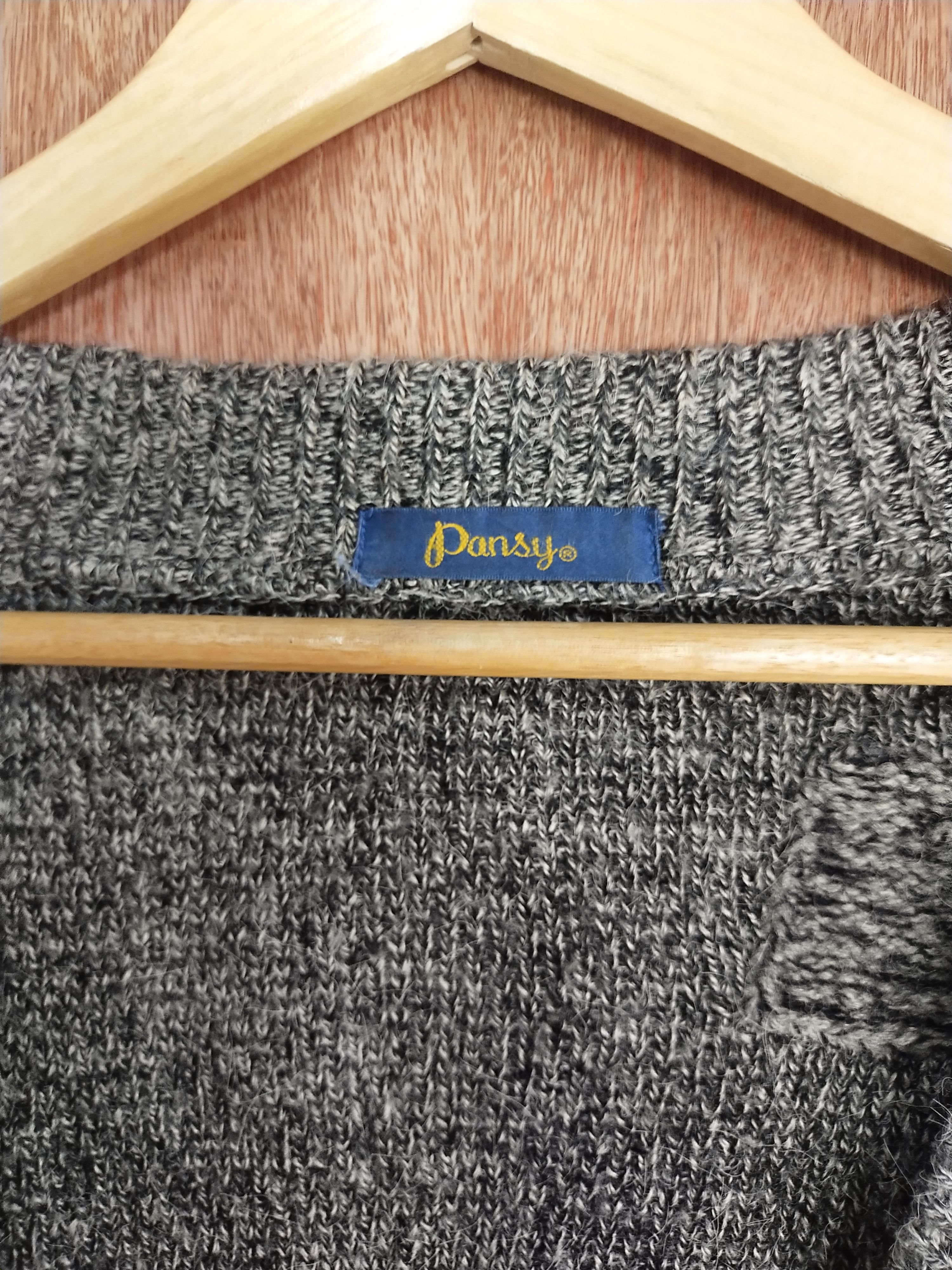 Vintage Pansy gray Knitwear cardigan japan #S110 Size US M / EU 48-50 / 2 - 5 Thumbnail