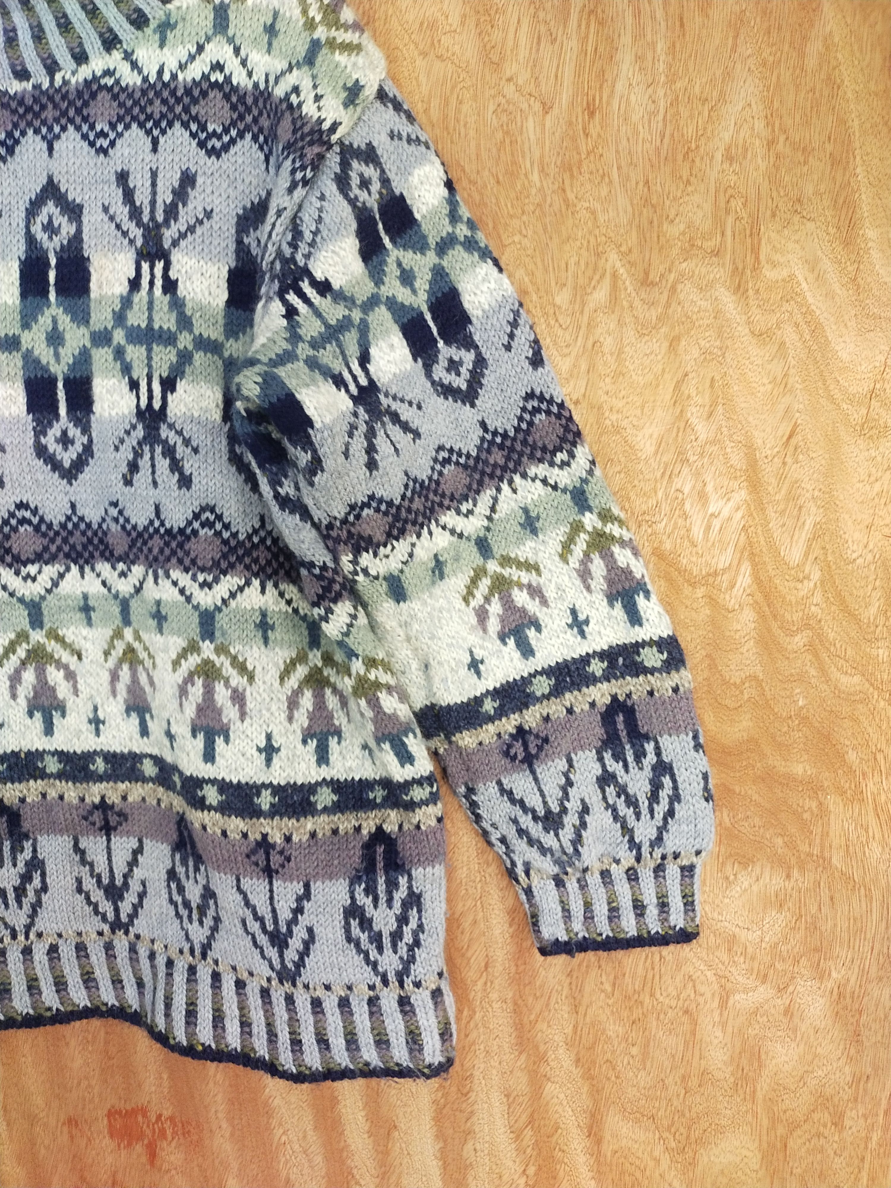 Vintage Light blue/colourful Knitwear art japan winter #S107 Size US M / EU 48-50 / 2 - 3 Thumbnail