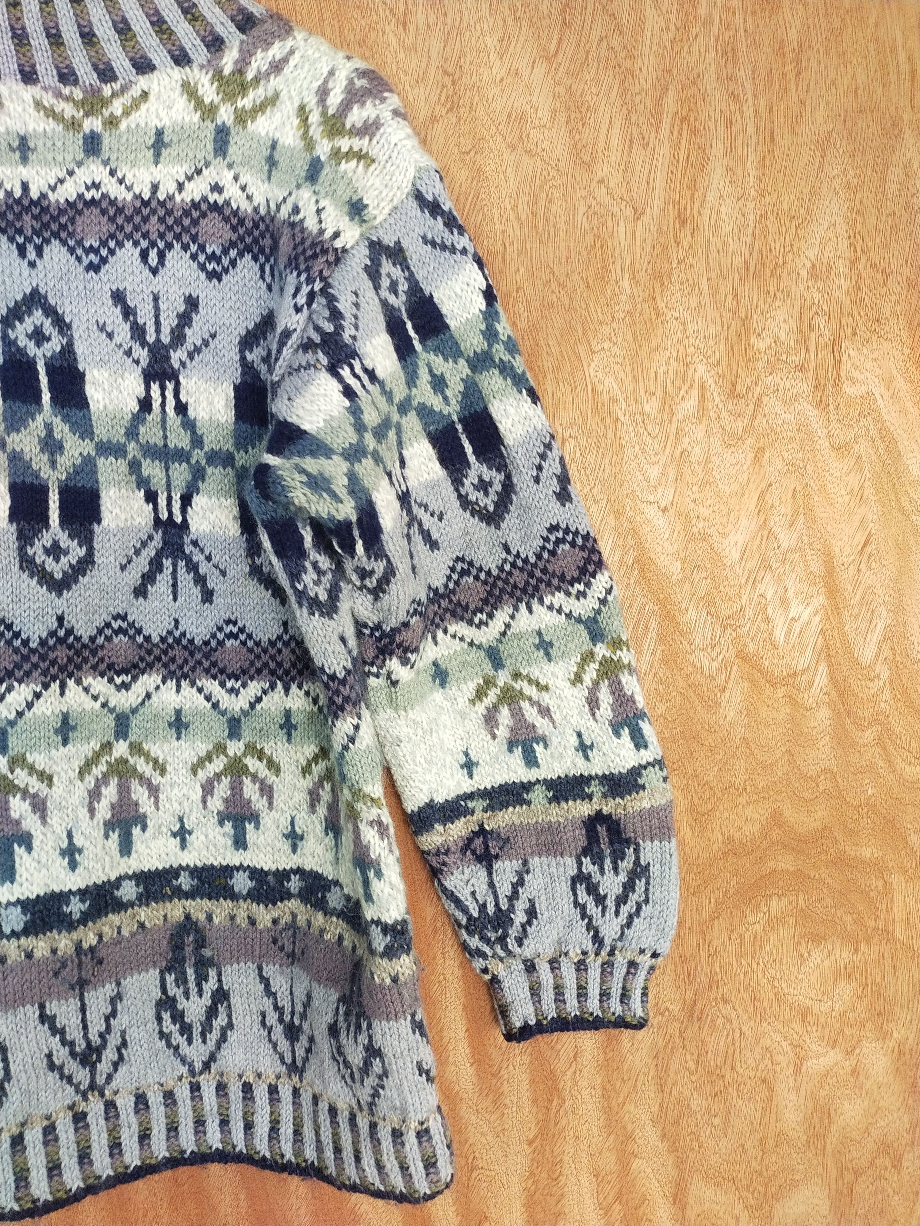 Vintage Light blue/colourful Knitwear art japan winter #S107 Size US M / EU 48-50 / 2 - 6 Thumbnail