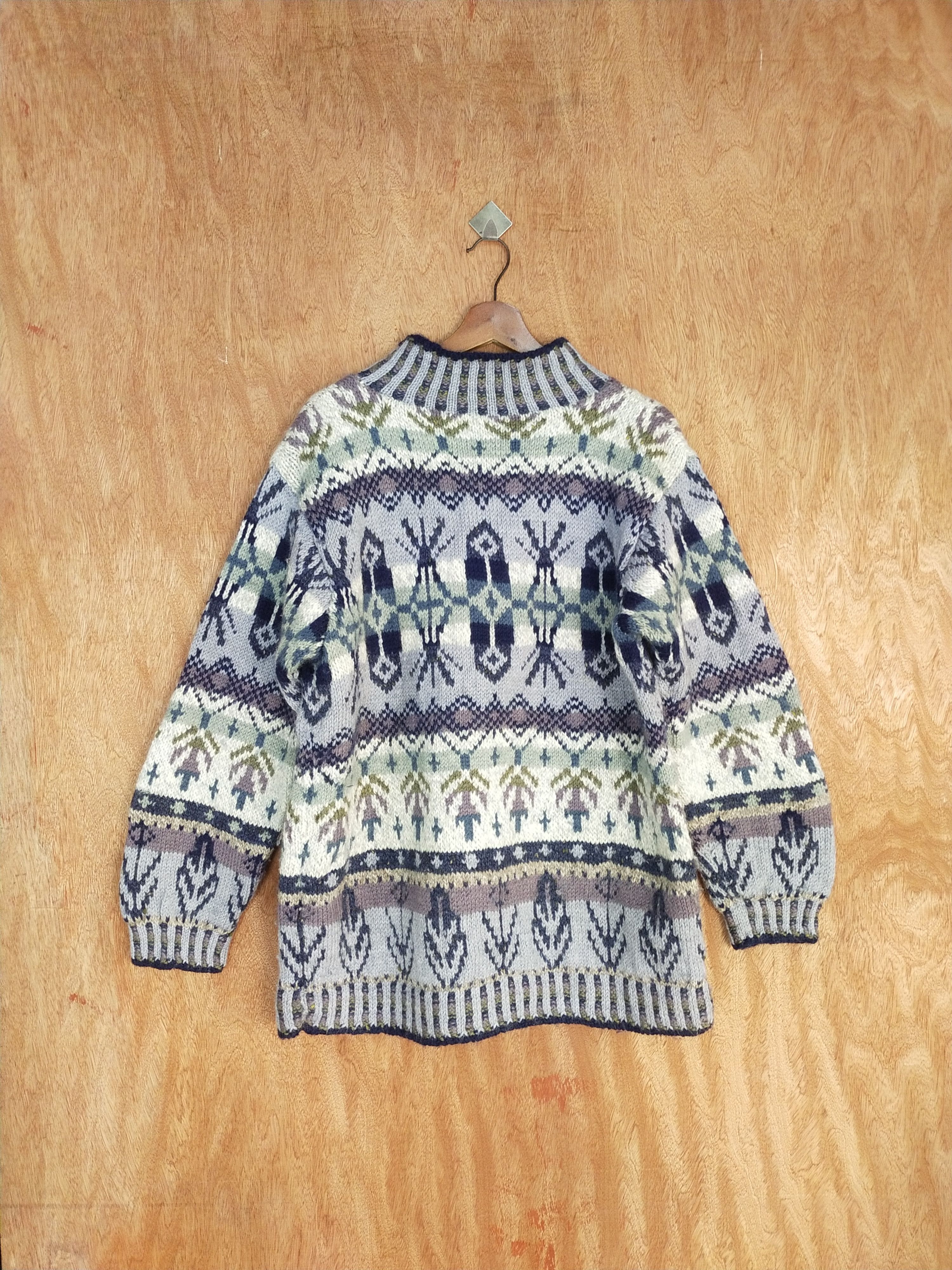 Vintage Light blue/colourful Knitwear art japan winter #S107 Size US M / EU 48-50 / 2 - 5 Thumbnail