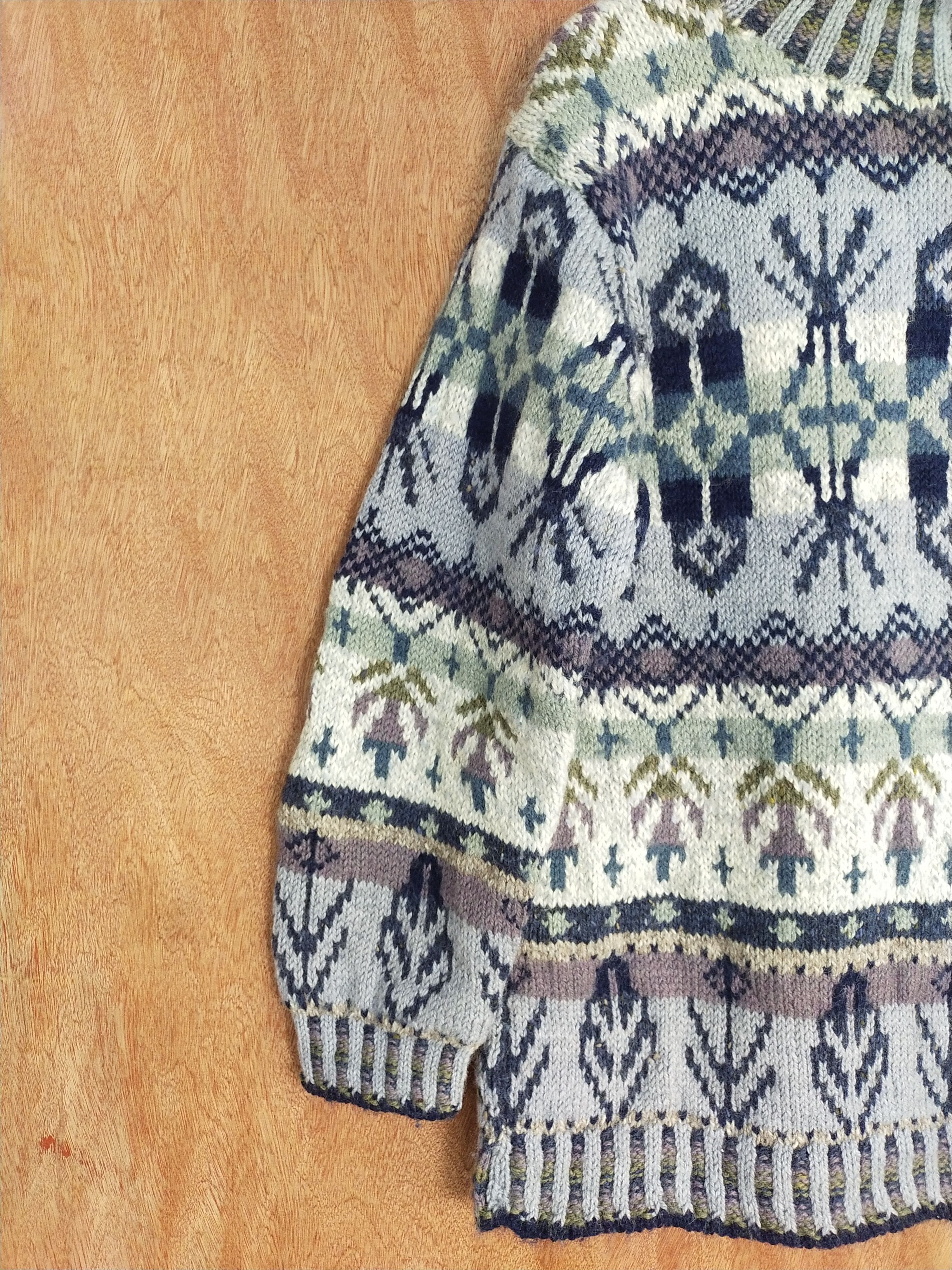 Vintage Light blue/colourful Knitwear art japan winter #S107 Size US M / EU 48-50 / 2 - 4 Thumbnail