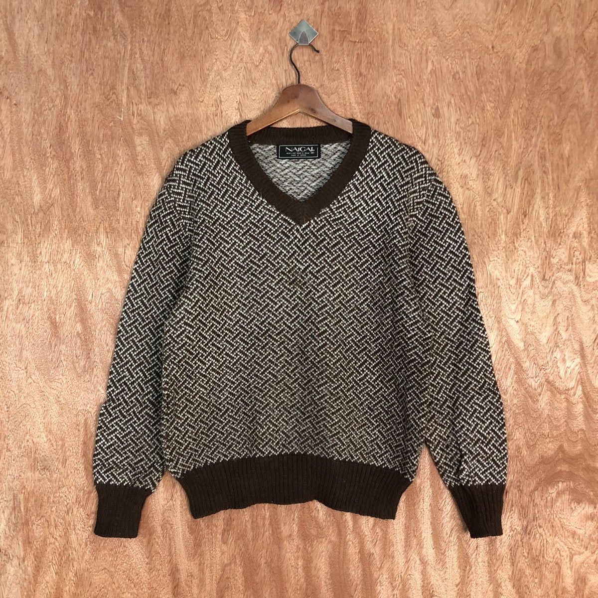 Vintage Nalgai Brown stripe 1990 vintage japan Knitwear #H248 Size US M / EU 48-50 / 2 - 1 Thumbnail