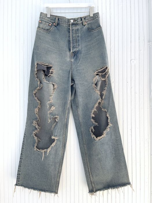 Balenciaga Fall 21 Destroyed Baggy Denim Jeans NWT (M) Fits