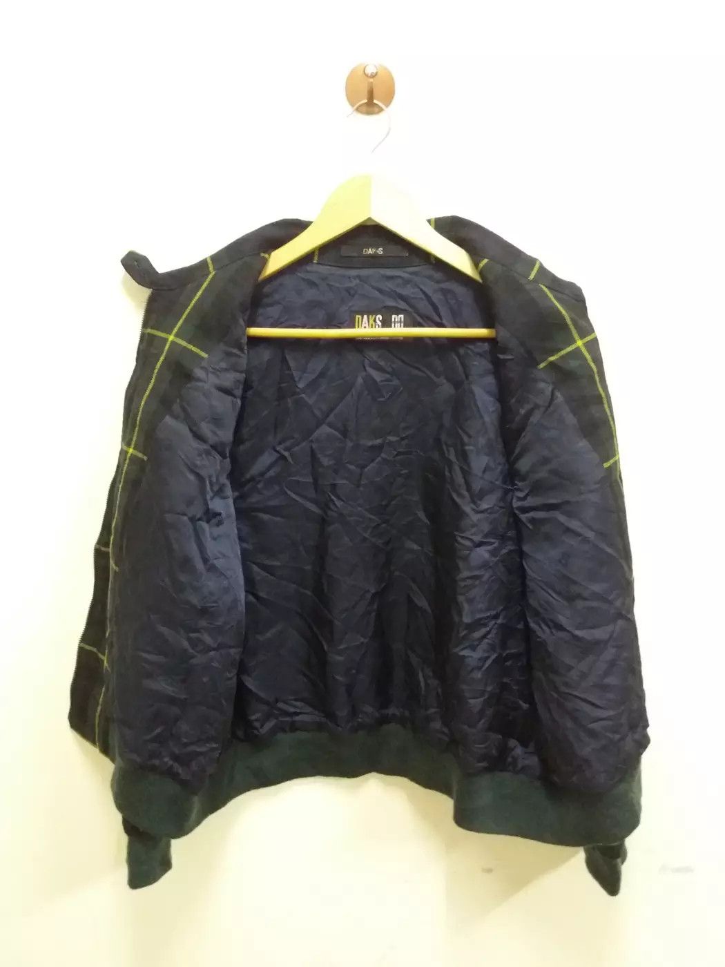 DAKS Dark London zipper green cheakered wool jacket Size US L / EU 52-54 / 3 - 6 Thumbnail