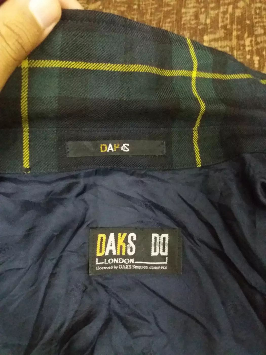 DAKS Dark London zipper green cheakered wool jacket Size US L / EU 52-54 / 3 - 7 Thumbnail