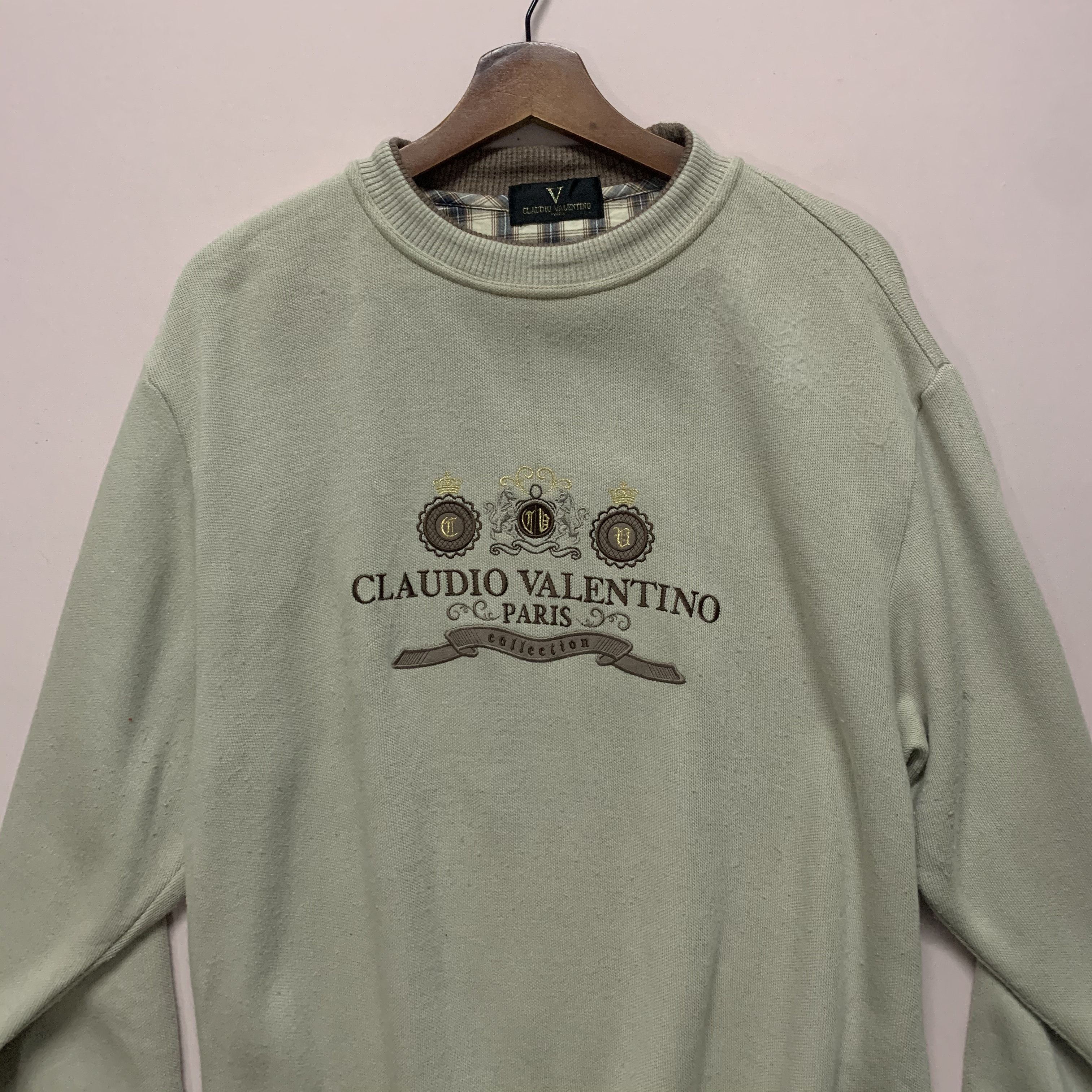 Valentino 💥 Claudio Valentino Spell Out Vintage Pullover Sweater Size US L / EU 52-54 / 3 - 2 Thumbnail