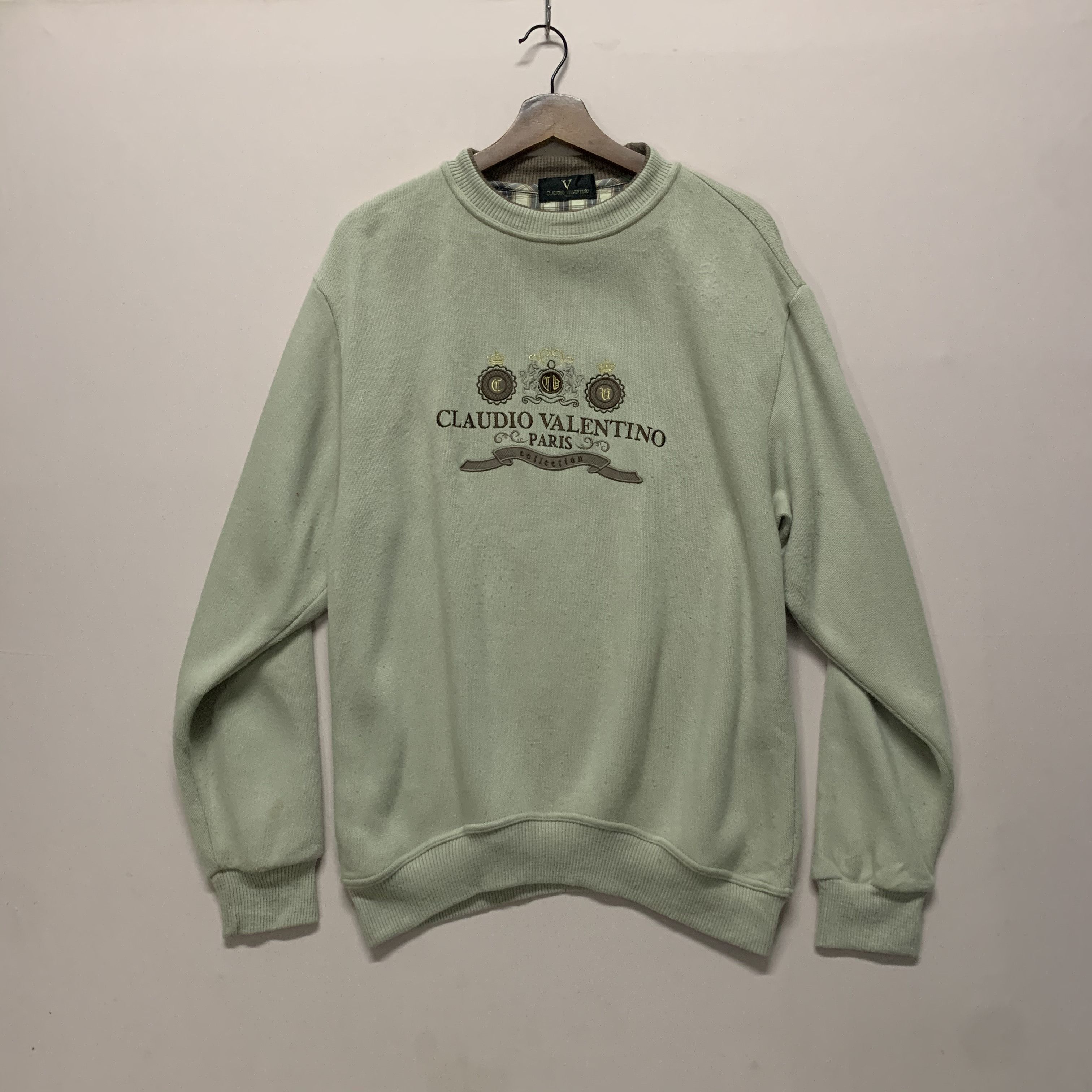 Valentino 💥 Claudio Valentino Spell Out Vintage Pullover Sweater Size US L / EU 52-54 / 3 - 1 Thumbnail