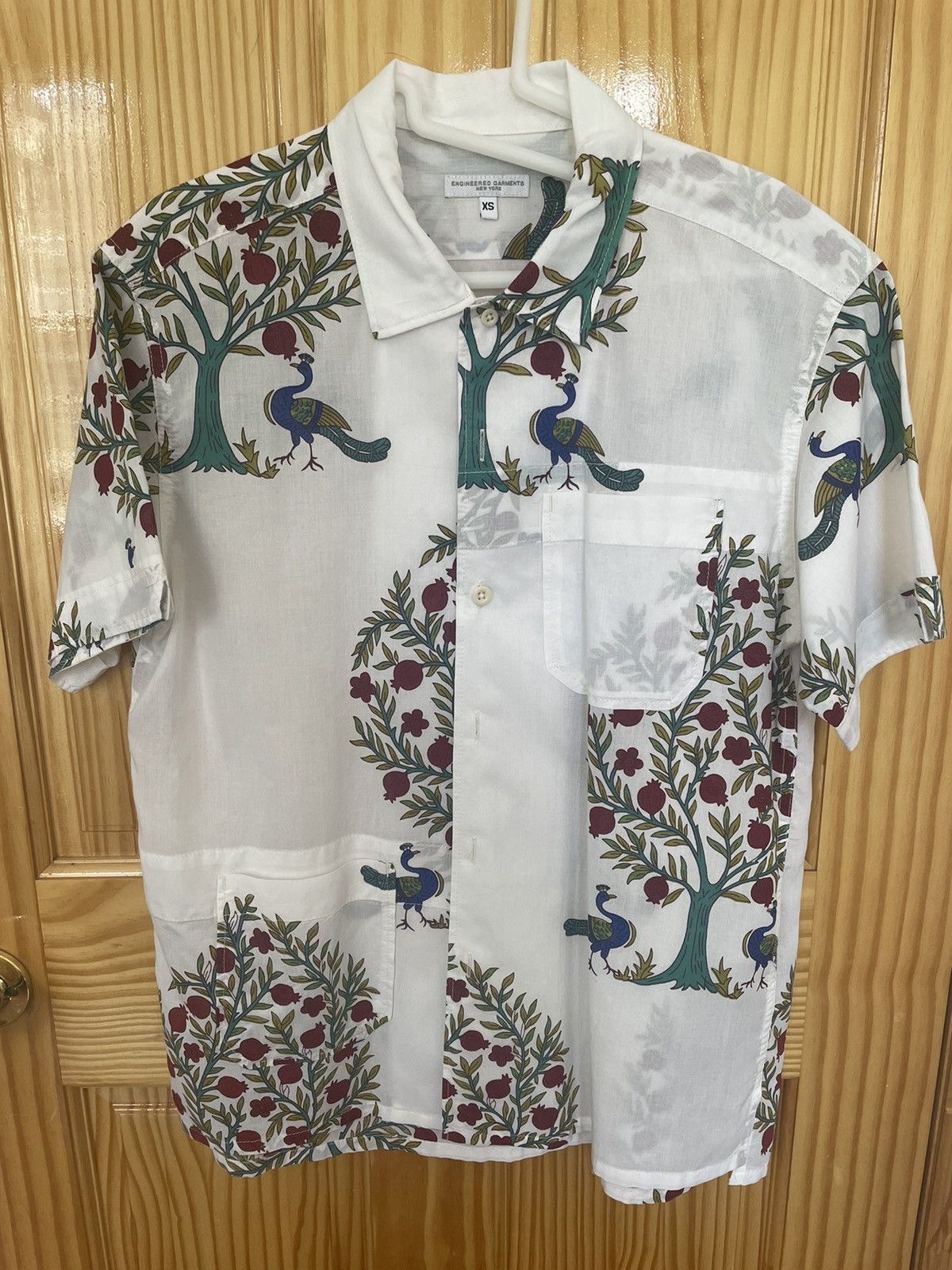 Engineered Garments Camp Shirt Peacock Print Cotton Lawn Size US XS / EU 42 / 0 - 1 Thumbnail