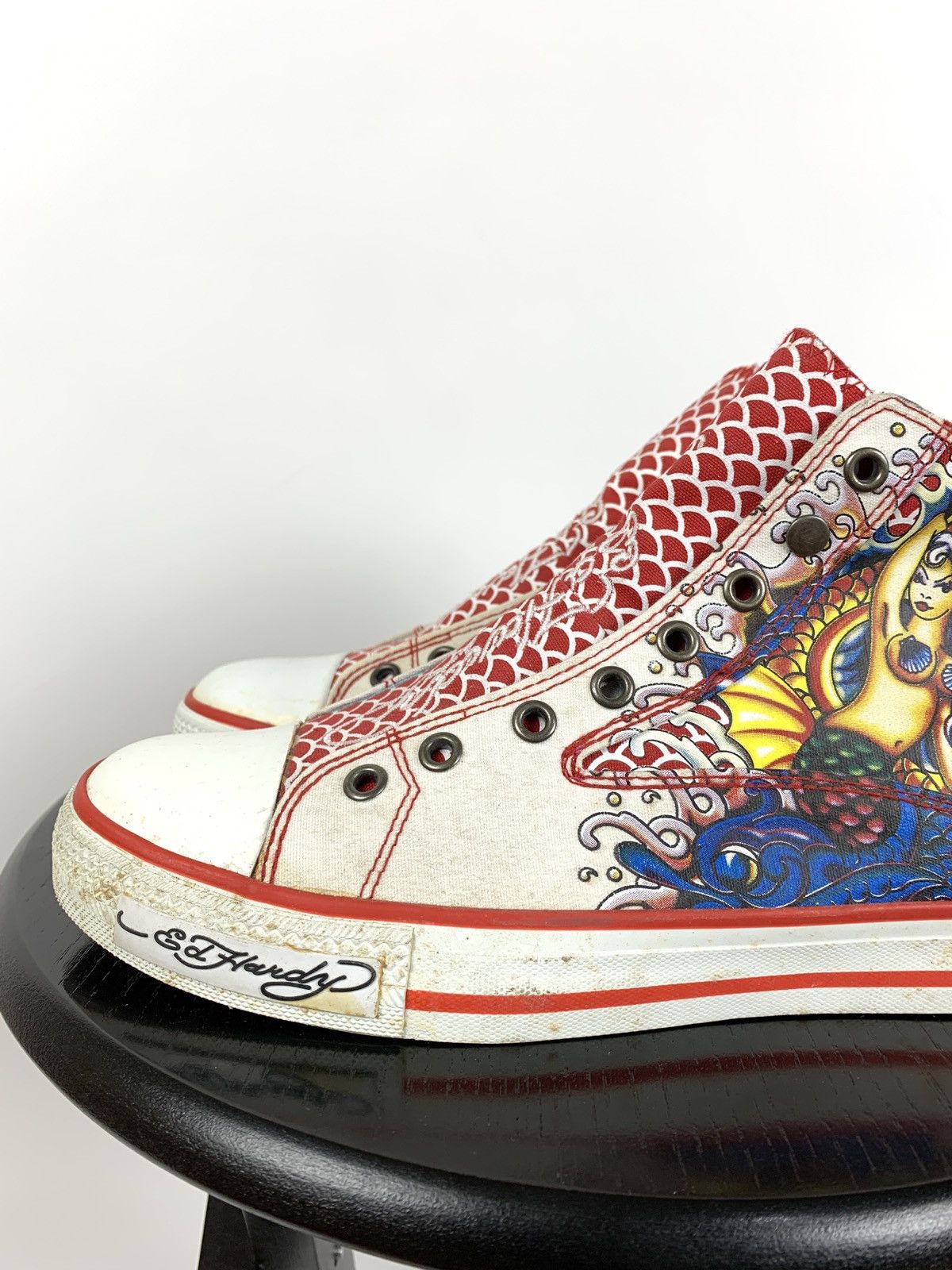 Christian Audigier NEW! Vintage Ed Hardy Hi Top Sneakers Rare Fish Mermaid Size US 6.5 / EU 39-40 - 9 Thumbnail
