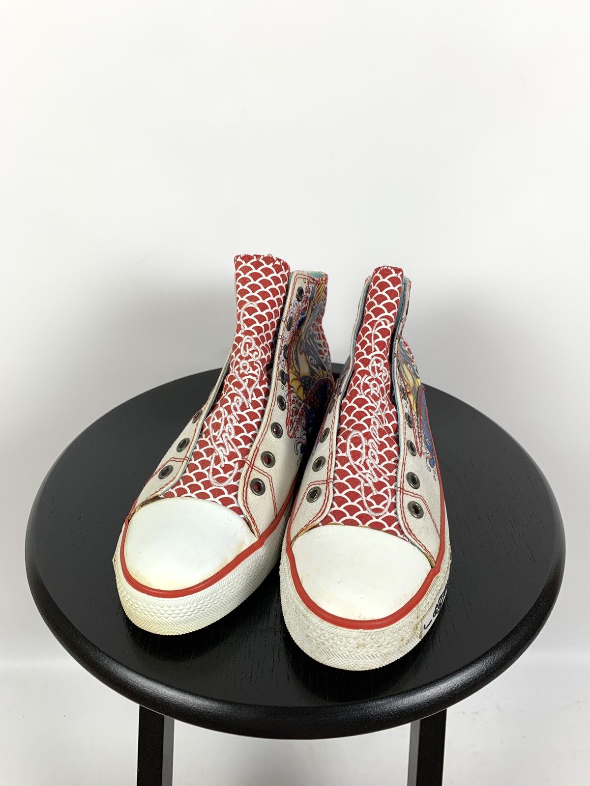 Christian Audigier NEW! Vintage Ed Hardy Hi Top Sneakers Rare Fish Mermaid Size US 6.5 / EU 39-40 - 7 Thumbnail