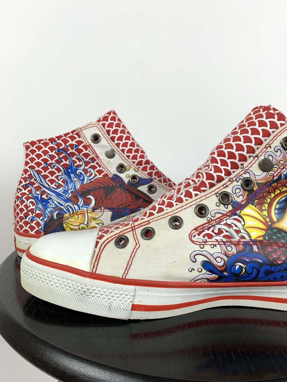 Christian Audigier NEW! Vintage Ed Hardy Hi Top Sneakers Rare Fish Mermaid Size US 6.5 / EU 39-40 - 14 Thumbnail