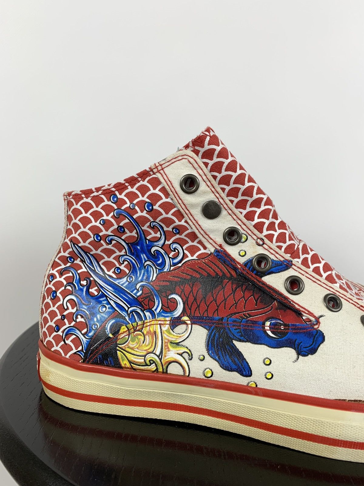 Christian Audigier NEW! Vintage Ed Hardy Hi Top Sneakers Rare Fish Mermaid Size US 6.5 / EU 39-40 - 11 Thumbnail