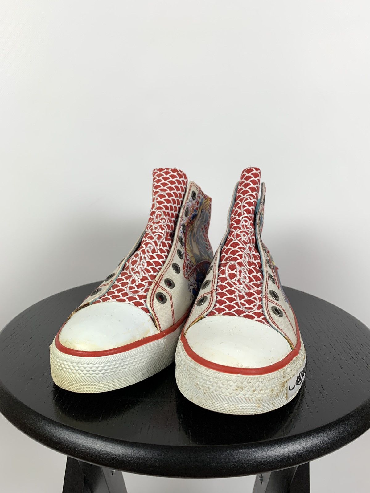 Christian Audigier NEW! Vintage Ed Hardy Hi Top Sneakers Rare Fish Mermaid Size US 6.5 / EU 39-40 - 8 Thumbnail