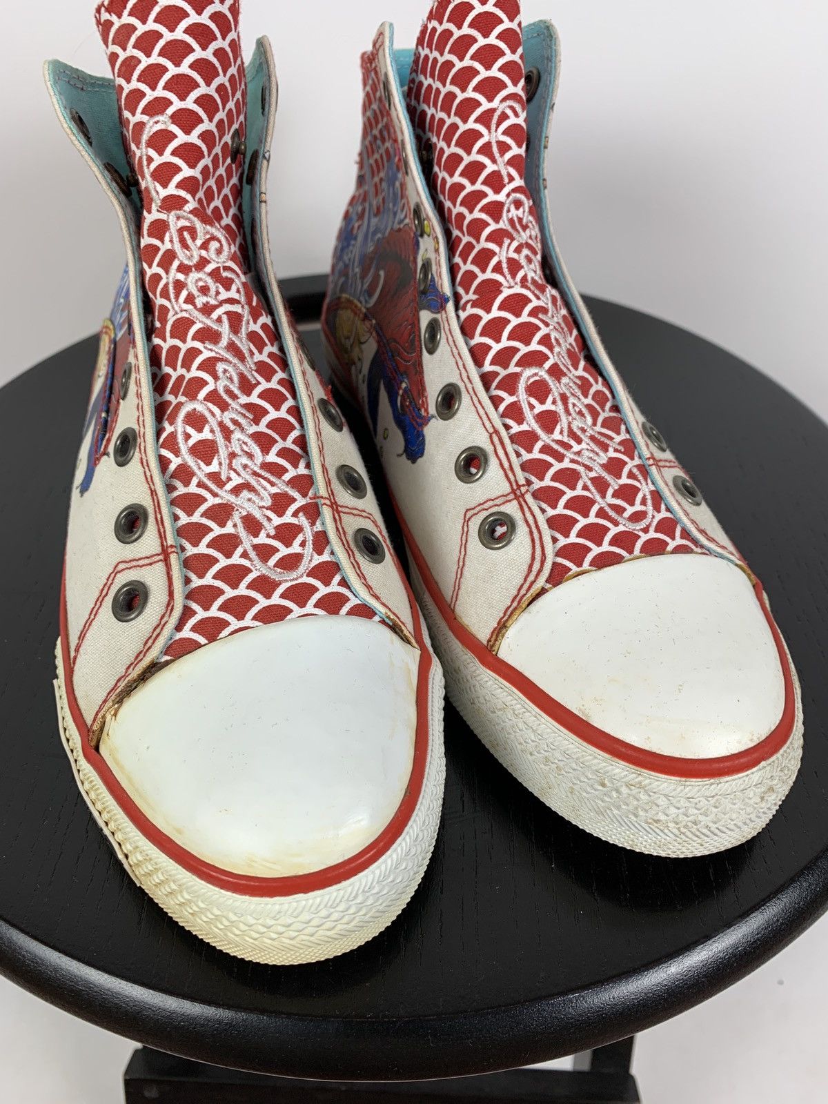 Christian Audigier NEW! Vintage Ed Hardy Hi Top Sneakers Rare Fish Mermaid Size US 6.5 / EU 39-40 - 19 Thumbnail