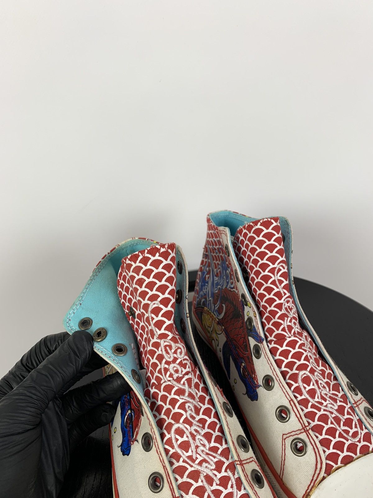 Christian Audigier NEW! Vintage Ed Hardy Hi Top Sneakers Rare Fish Mermaid Size US 6.5 / EU 39-40 - 20 Thumbnail