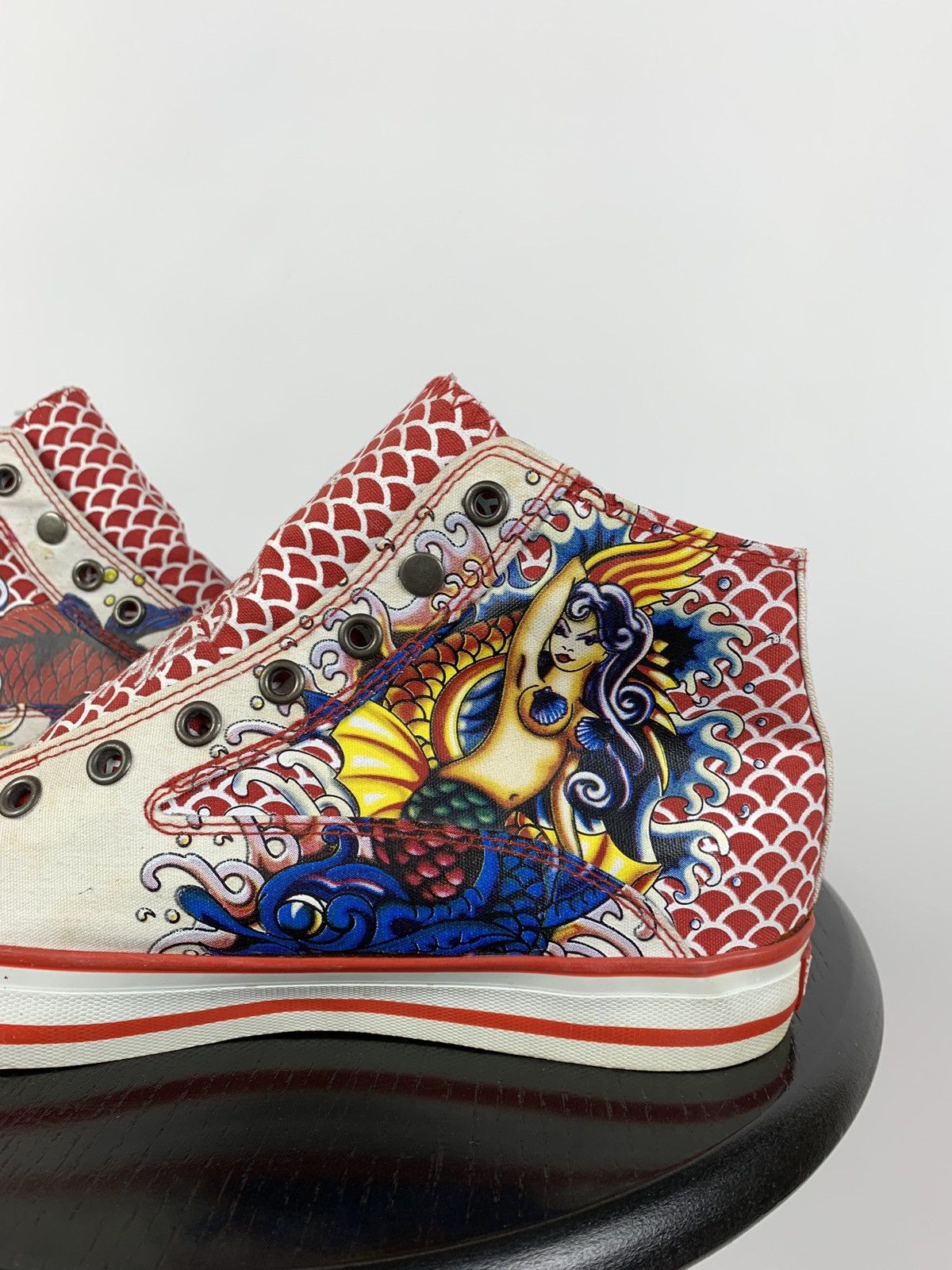 Christian Audigier NEW! Vintage Ed Hardy Hi Top Sneakers Rare Fish Mermaid Size US 6.5 / EU 39-40 - 15 Thumbnail