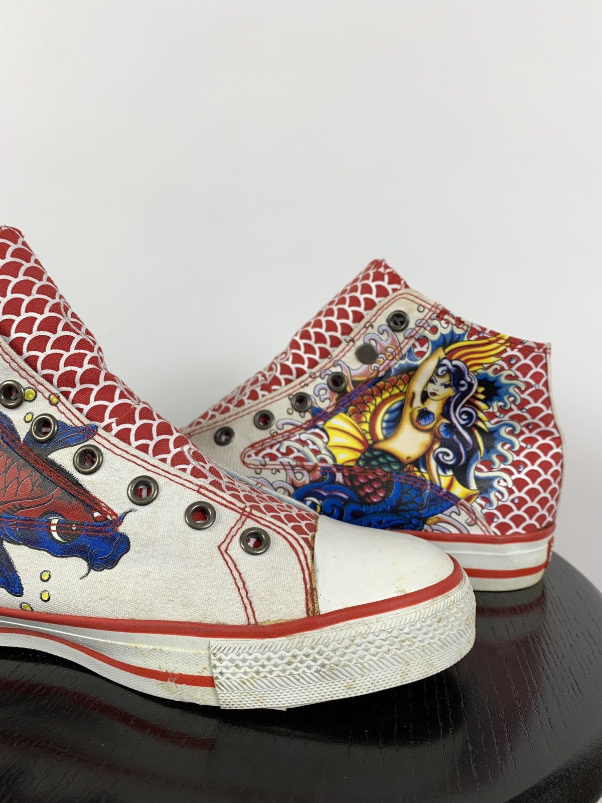 Christian Audigier NEW! Vintage Ed Hardy Hi Top Sneakers Rare Fish Mermaid Size US 6.5 / EU 39-40 - 17 Thumbnail
