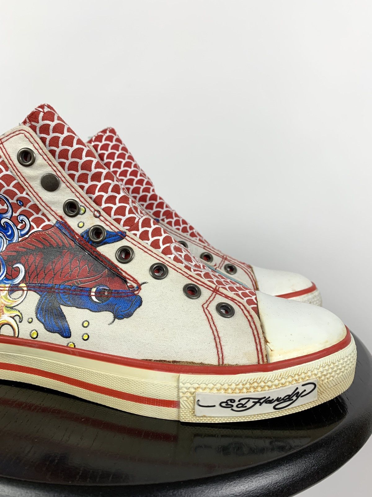 Christian Audigier NEW! Vintage Ed Hardy Hi Top Sneakers Rare Fish Mermaid Size US 6.5 / EU 39-40 - 12 Thumbnail