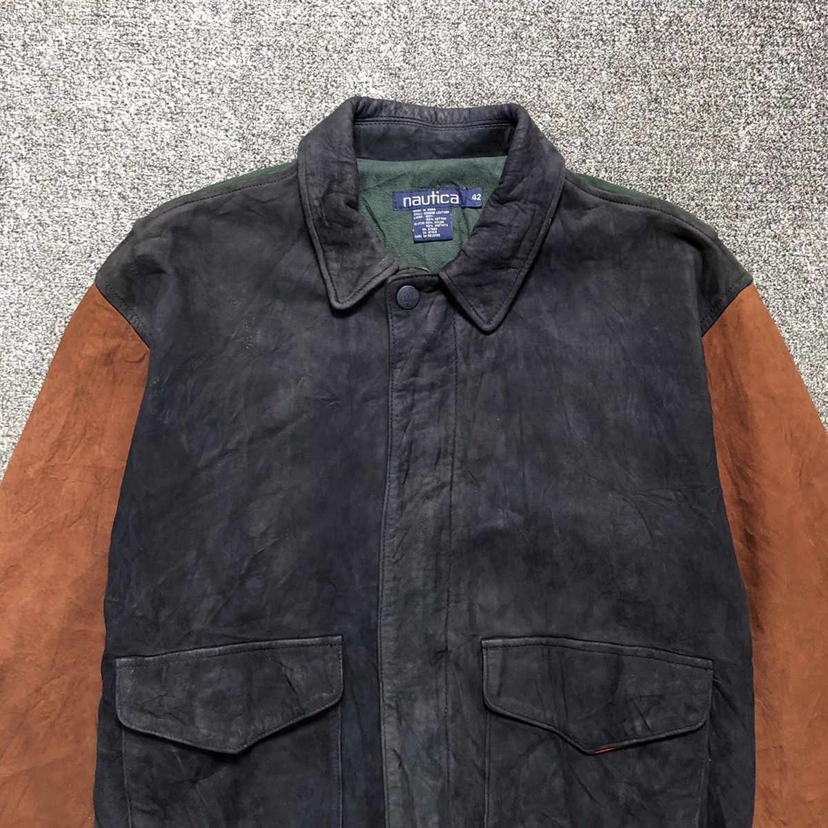 Nautica Vintage 90s Nautica Colourblock Leather Jacket Size US XL / EU 56 / 4 - 4 Thumbnail