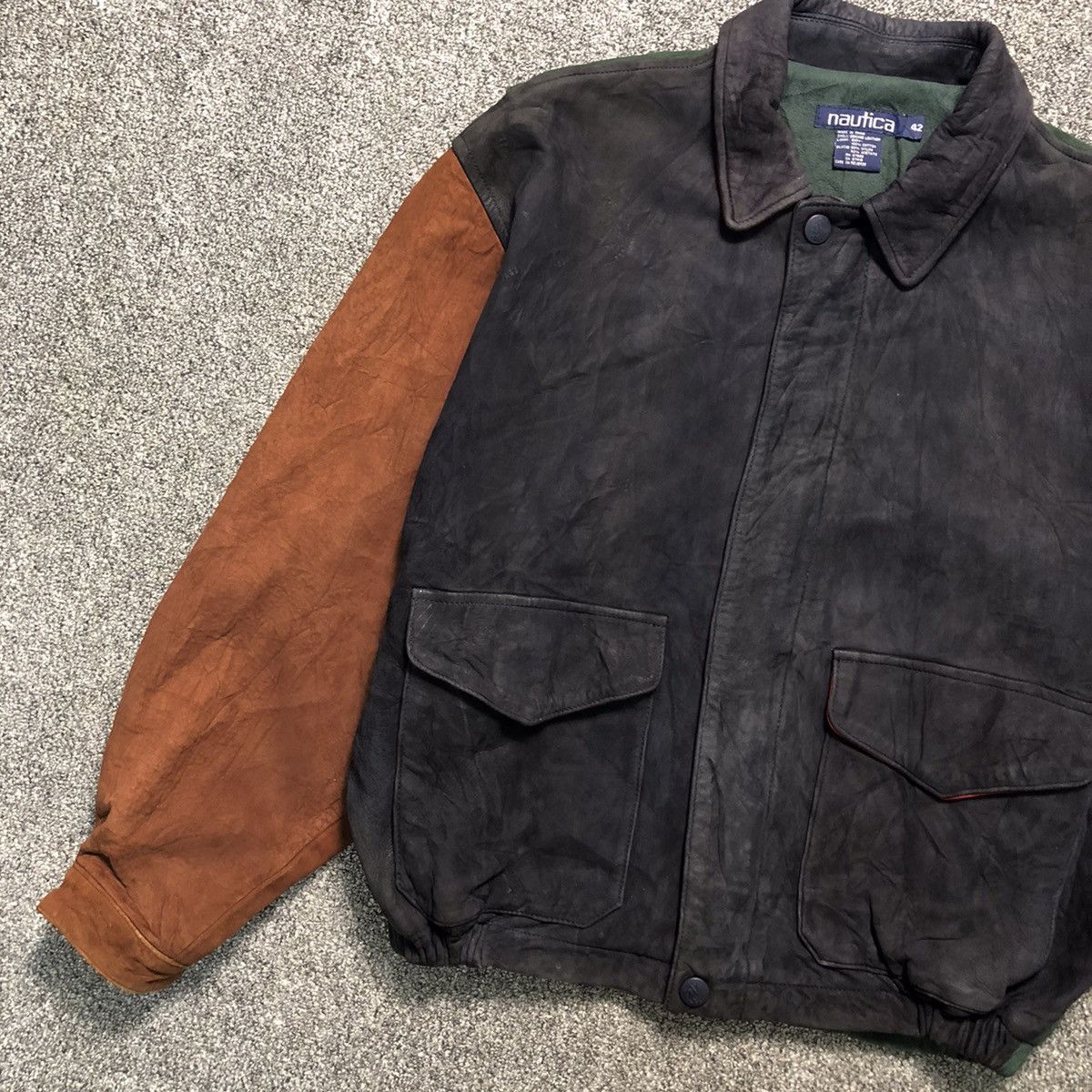 Nautica Vintage 90s Nautica Colourblock Leather Jacket Size US XL / EU 56 / 4 - 2 Thumbnail