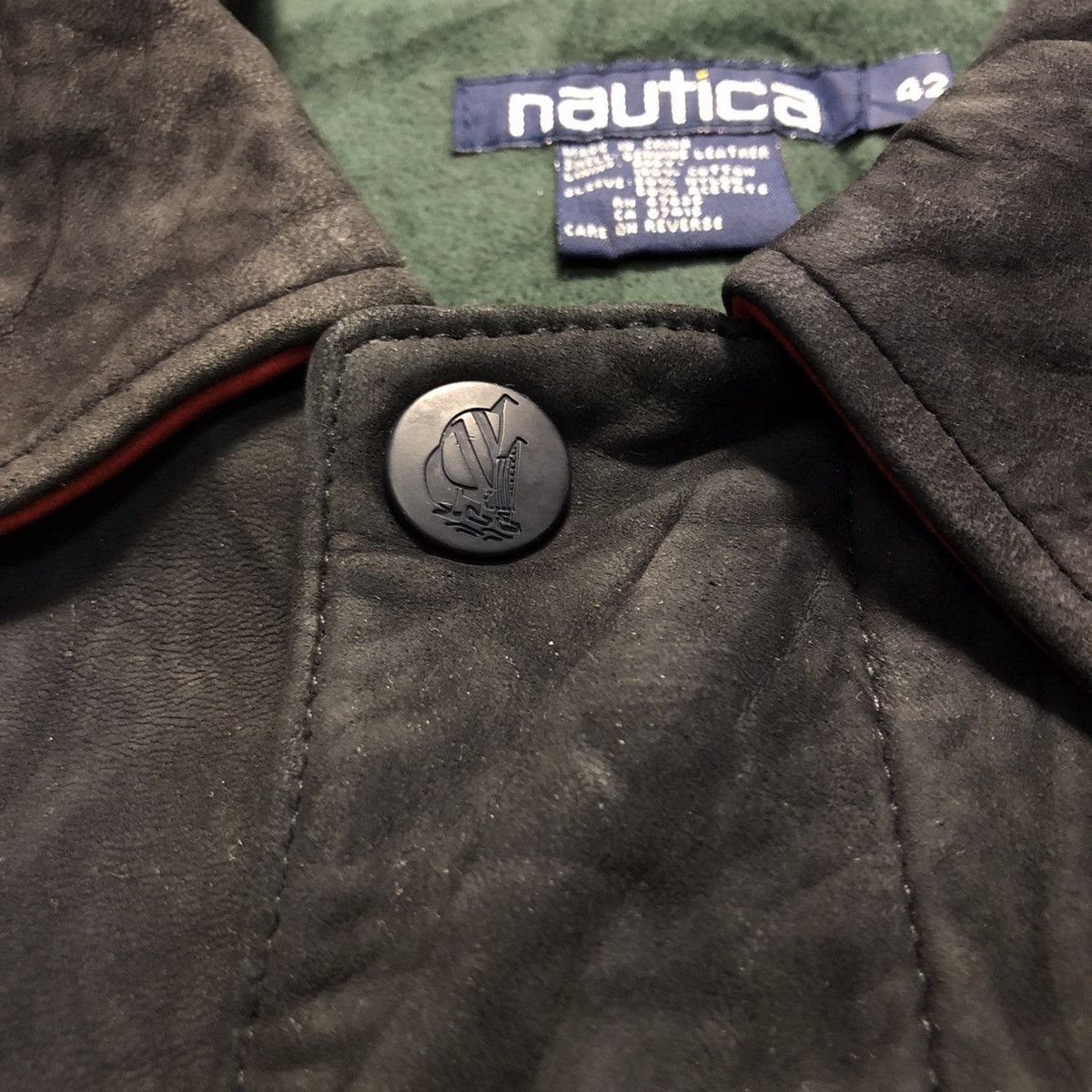 Nautica Vintage 90s Nautica Colourblock Leather Jacket Size US XL / EU 56 / 4 - 6 Thumbnail