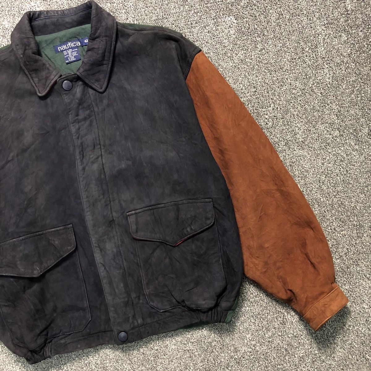 Nautica Vintage 90s Nautica Colourblock Leather Jacket Size US XL / EU 56 / 4 - 3 Thumbnail