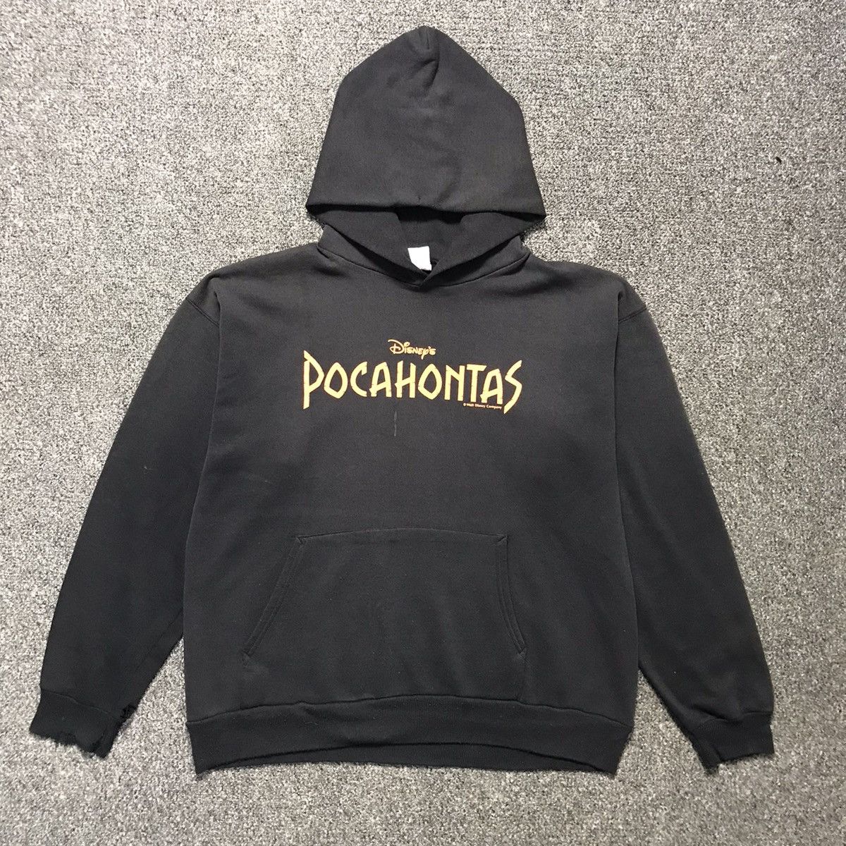 image of Movie x Vintage 90's Pocahontas Sun Faded Hoodies in Black, Men's (Size Large)