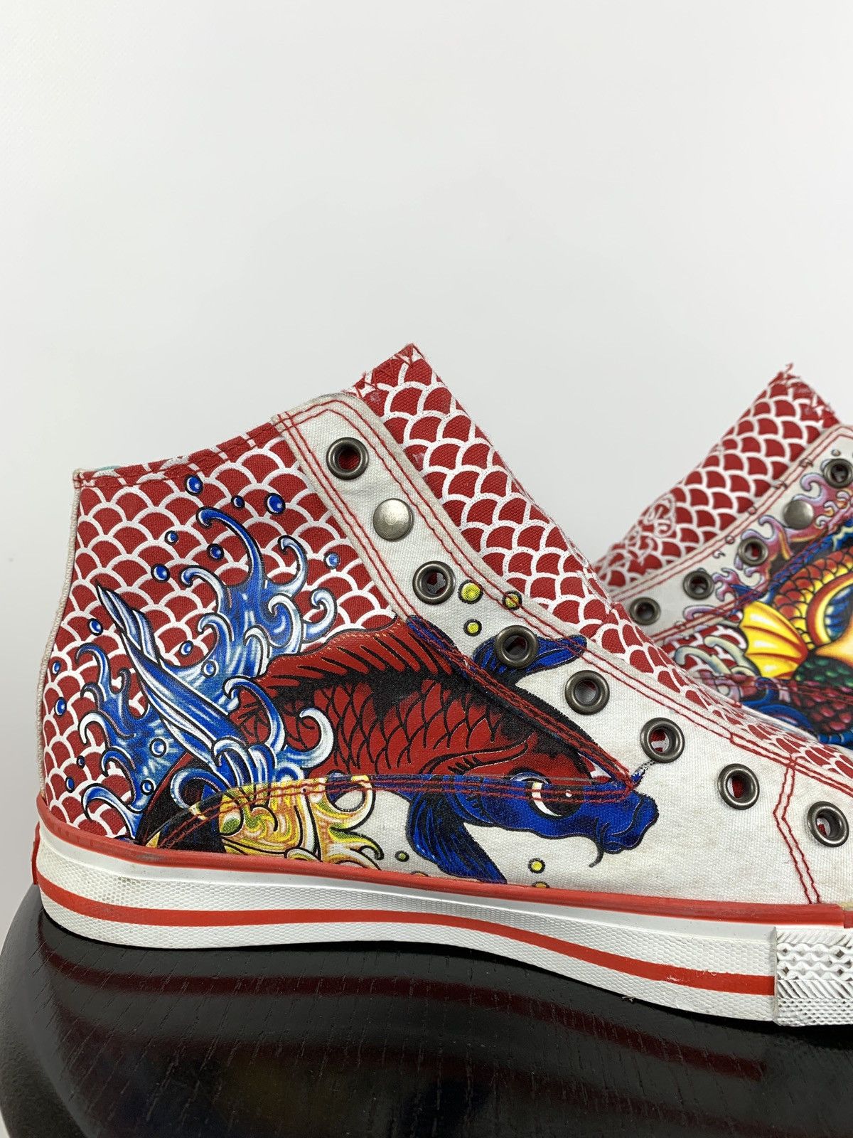 Christian Audigier NEW! Vintage Ed Hardy Hi Top Sneakers Rare Fish Mermaid Y2K Size US 6.5 / EU 39-40 - 16 Thumbnail