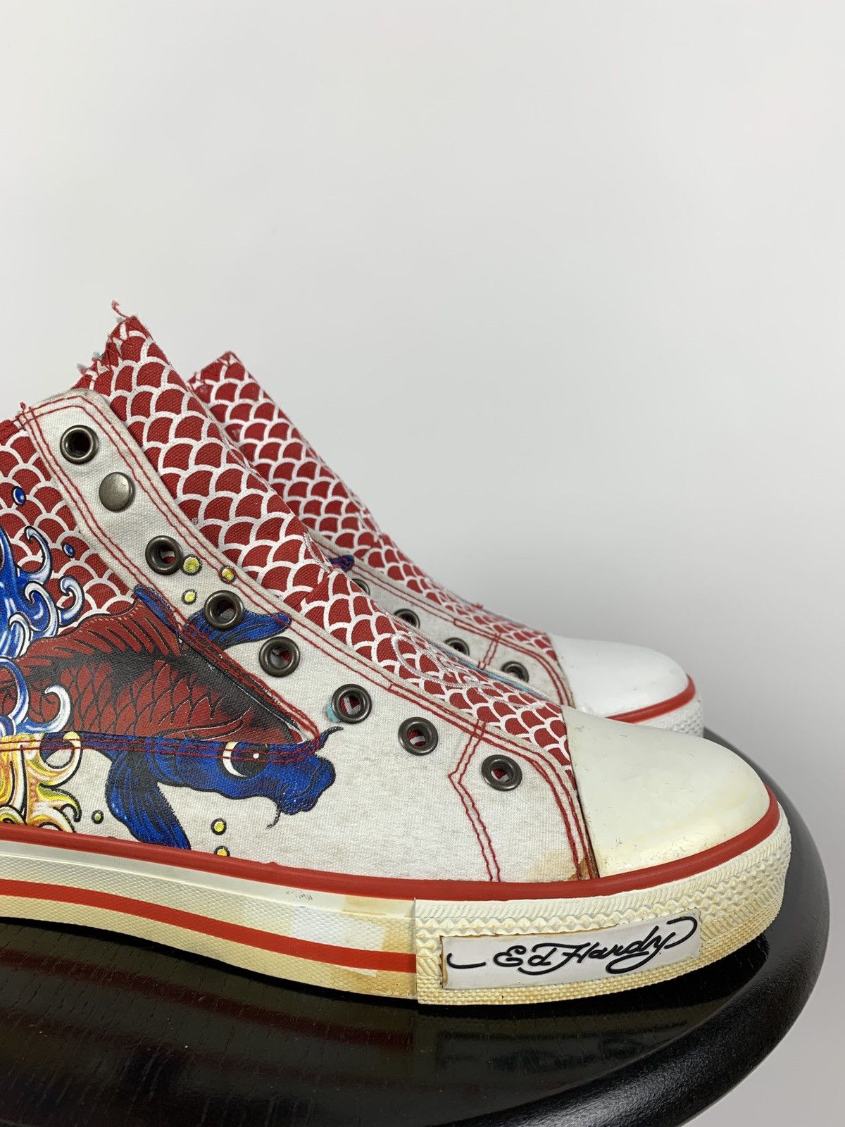 Christian Audigier NEW! Vintage Ed Hardy Hi Top Sneakers Rare Fish Mermaid Y2K Size US 6.5 / EU 39-40 - 13 Thumbnail