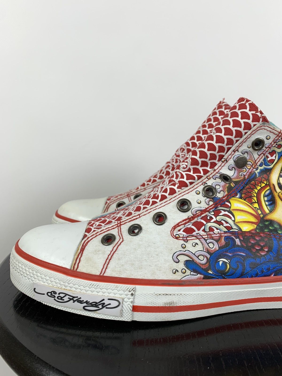 Christian Audigier NEW! Vintage Ed Hardy Hi Top Sneakers Rare Fish Mermaid Y2K Size US 6.5 / EU 39-40 - 9 Thumbnail